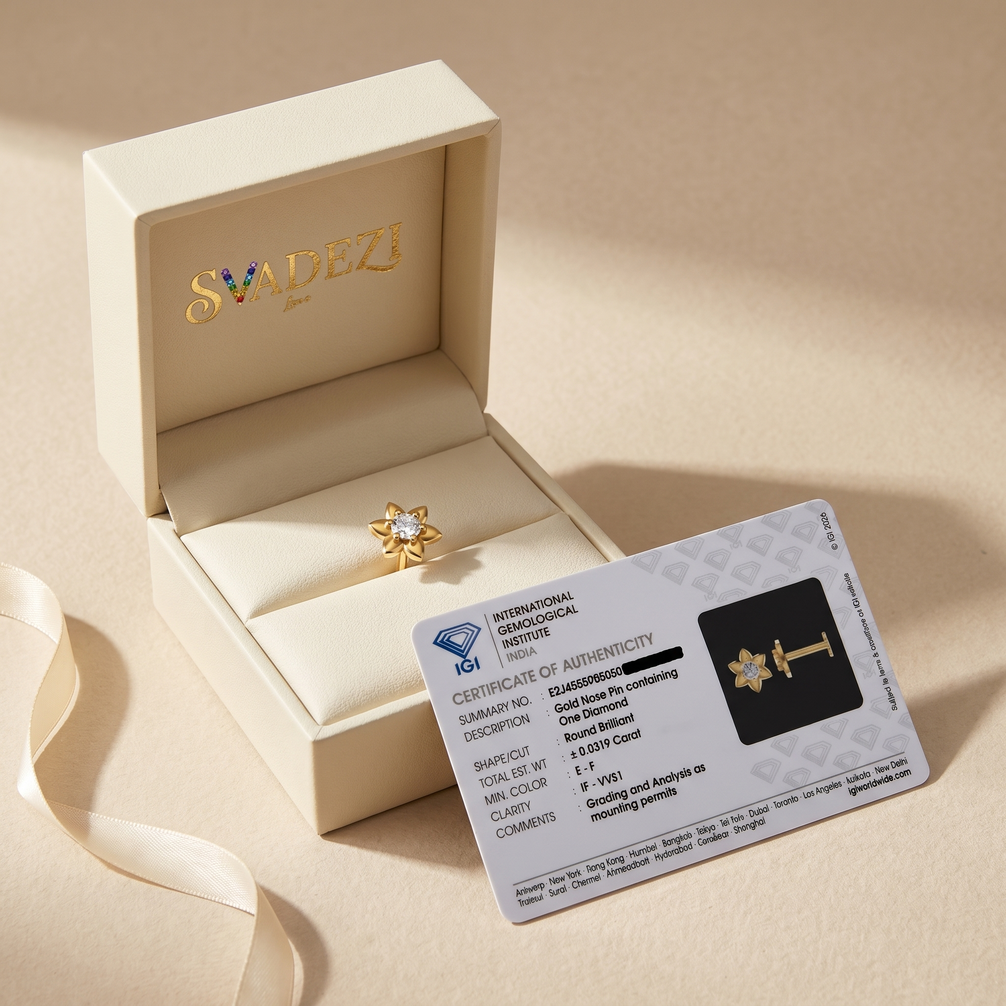 Sparkling Cascade Diamond Nose Pin by SVADEZI