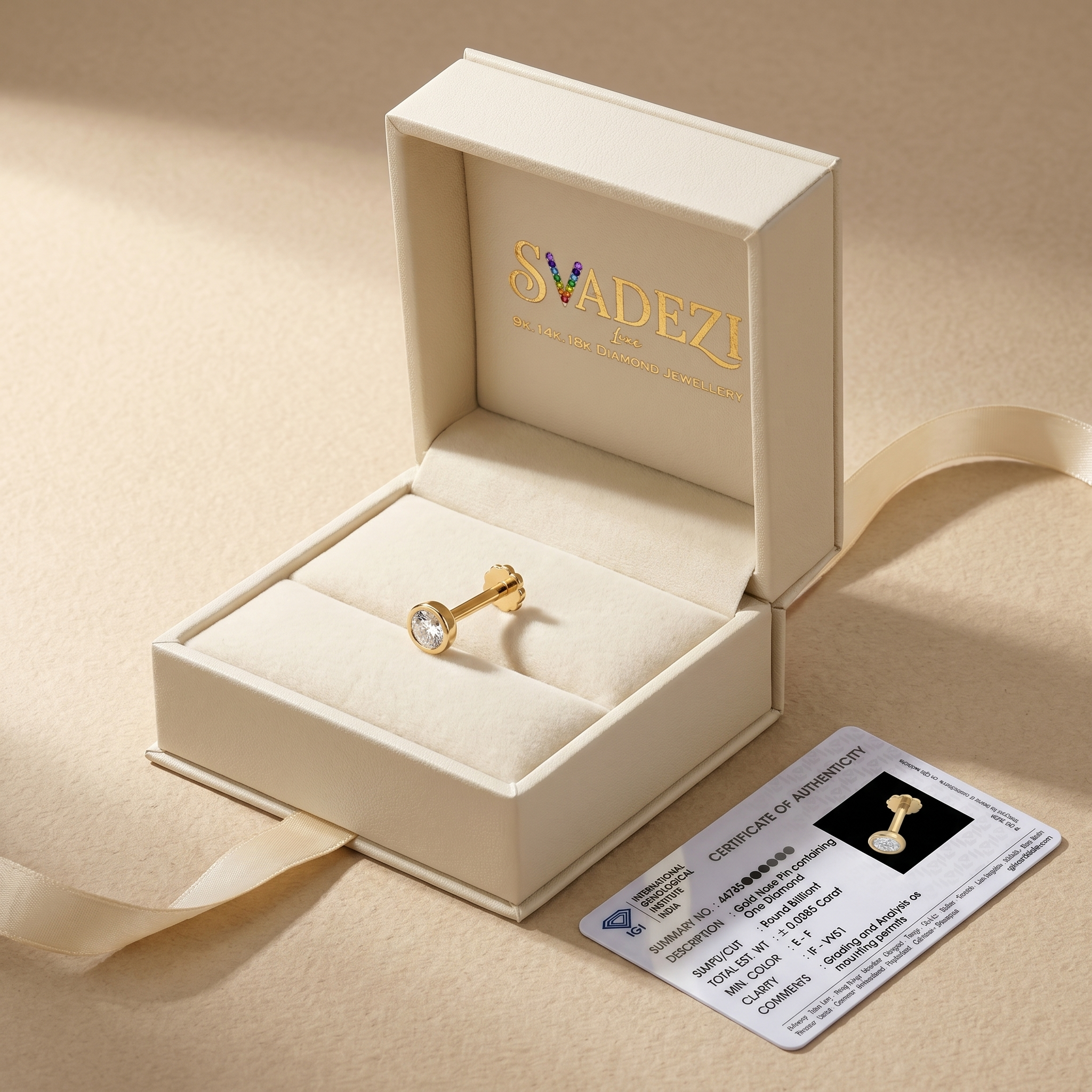 Divine Memory Diamond Nose Pin by SVADEZI