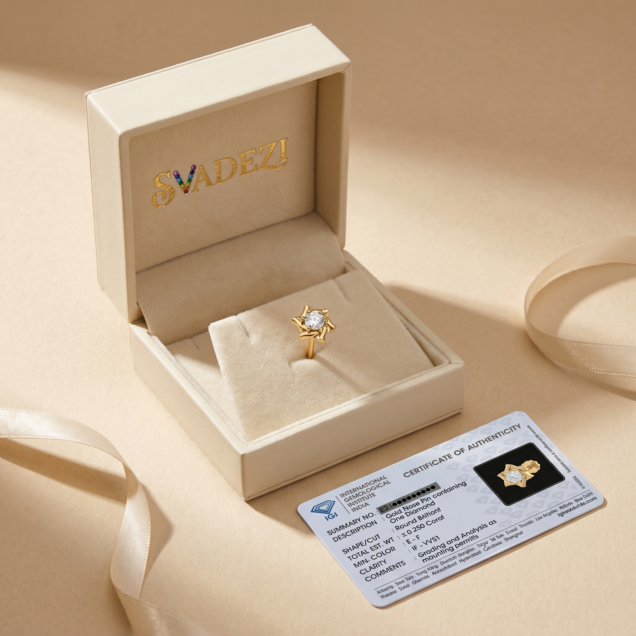 Crowned Embrace Diamond Nose Pin by SVADEZI