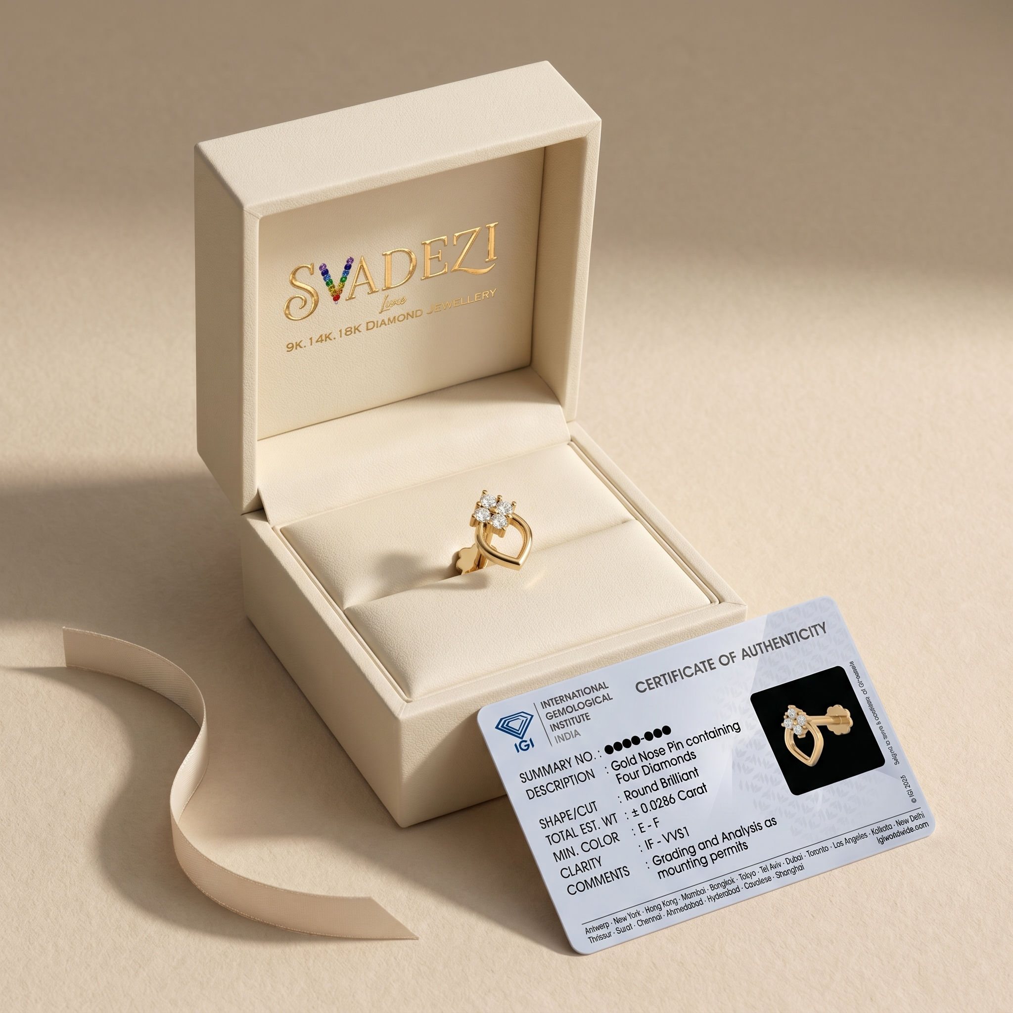Resplendent Beauty Diamond Nose Pin by SVADEZI