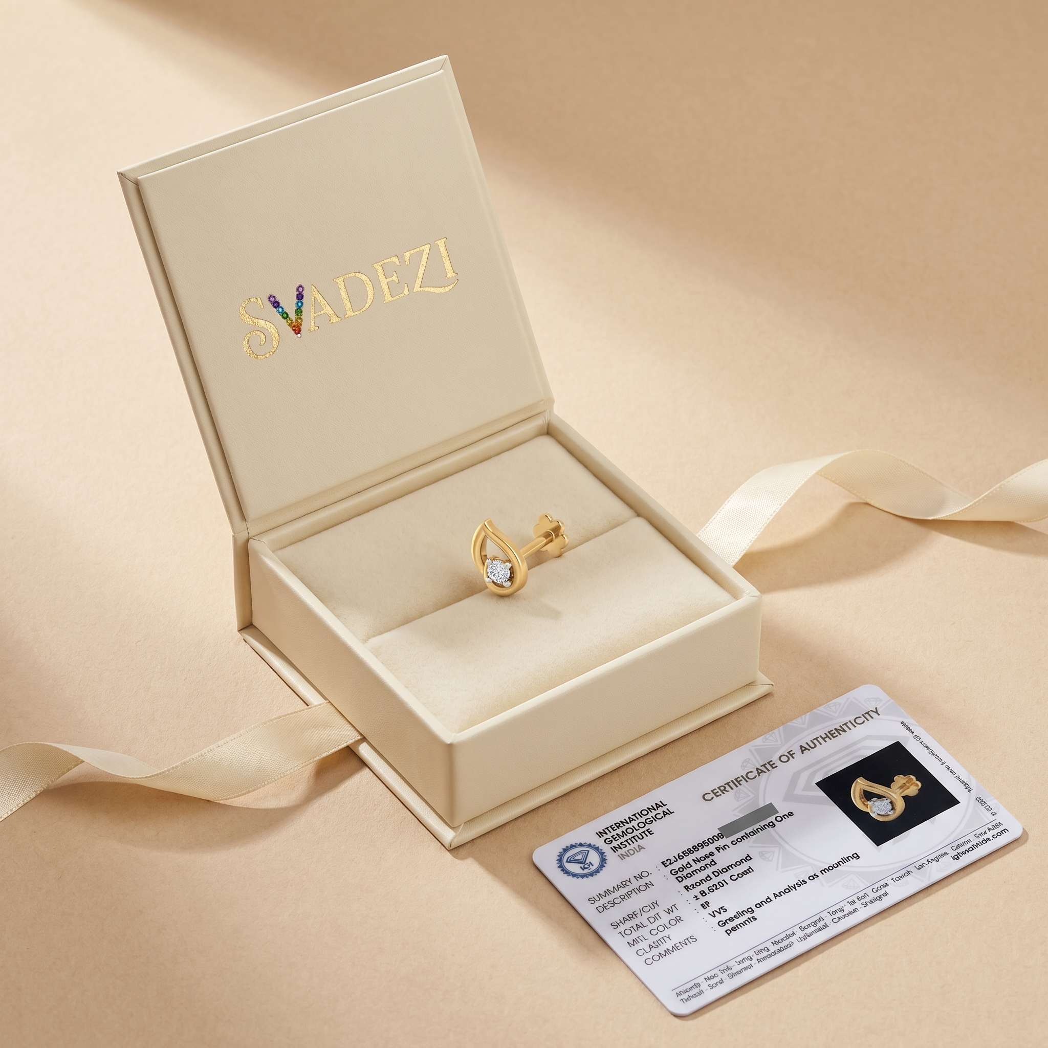 Lavish Majesty Diamond Nose Pin by SVADEZI
