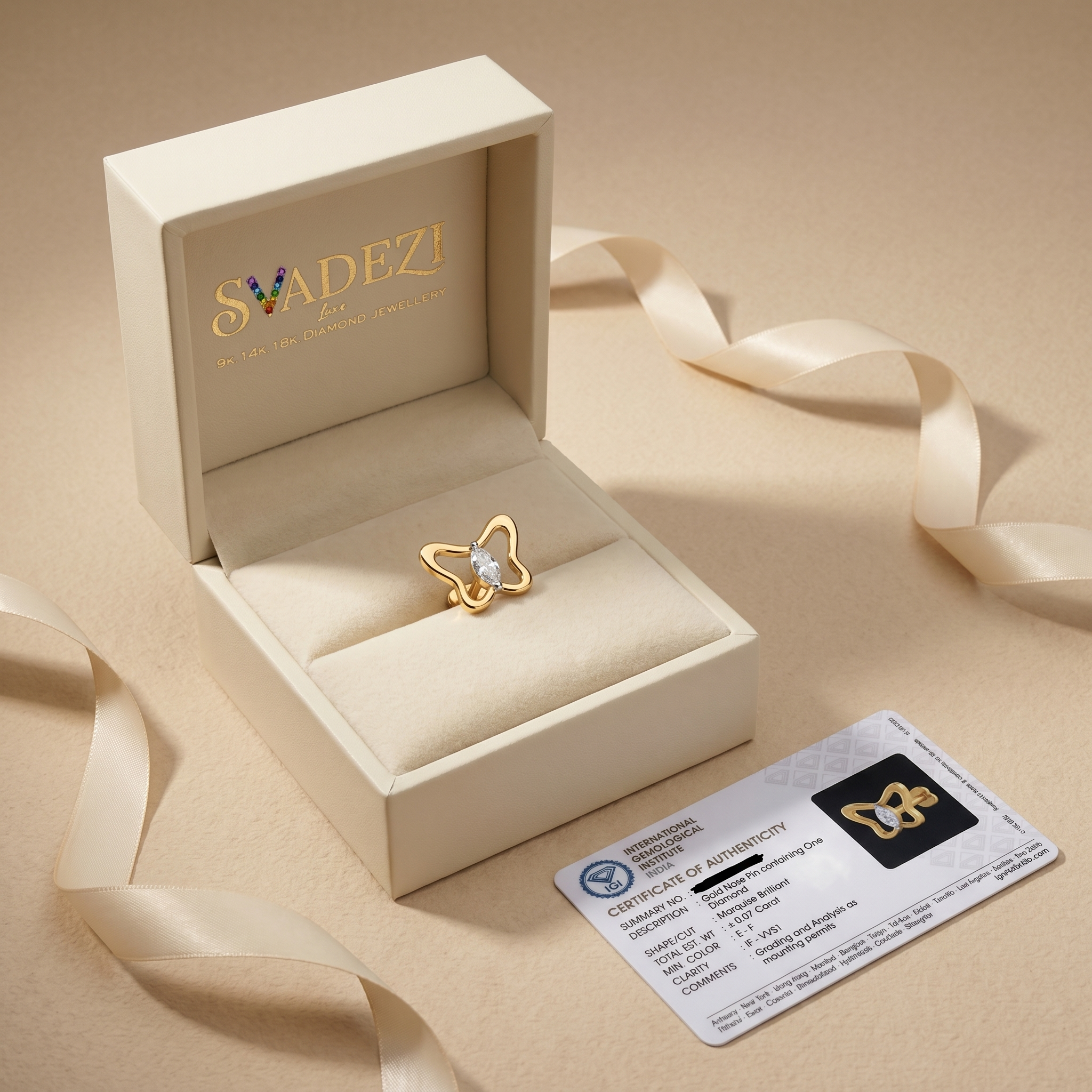Heavenly Bloom Diamond Nose Pin by SVADEZI