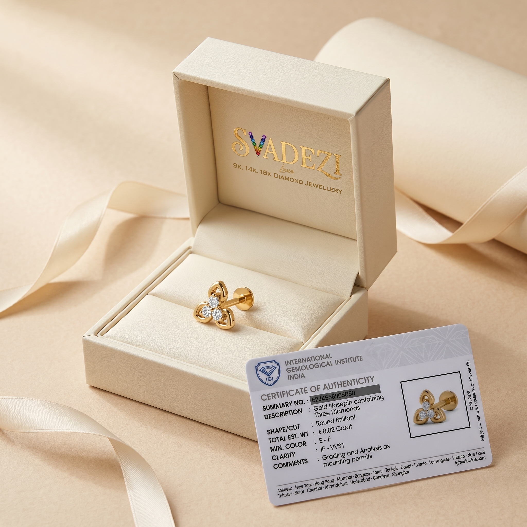 Solstice Petal Diamond Nose Pin by SVADEZI