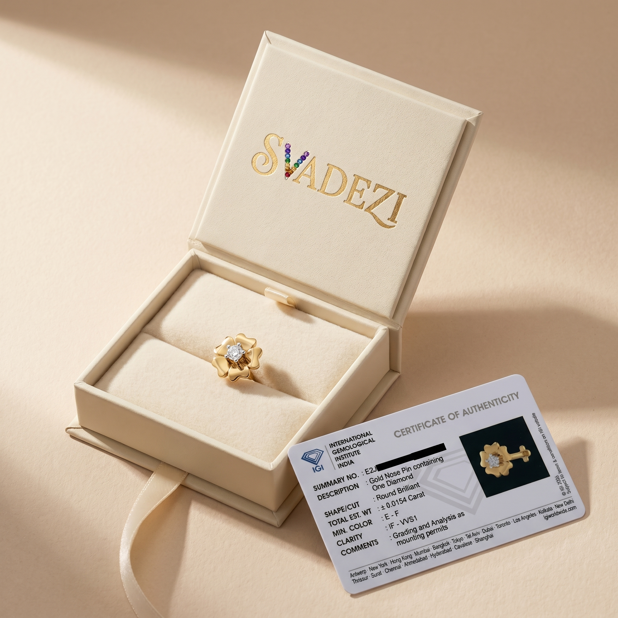 Ornate Grace Diamond Nose Pin by SVADEZI