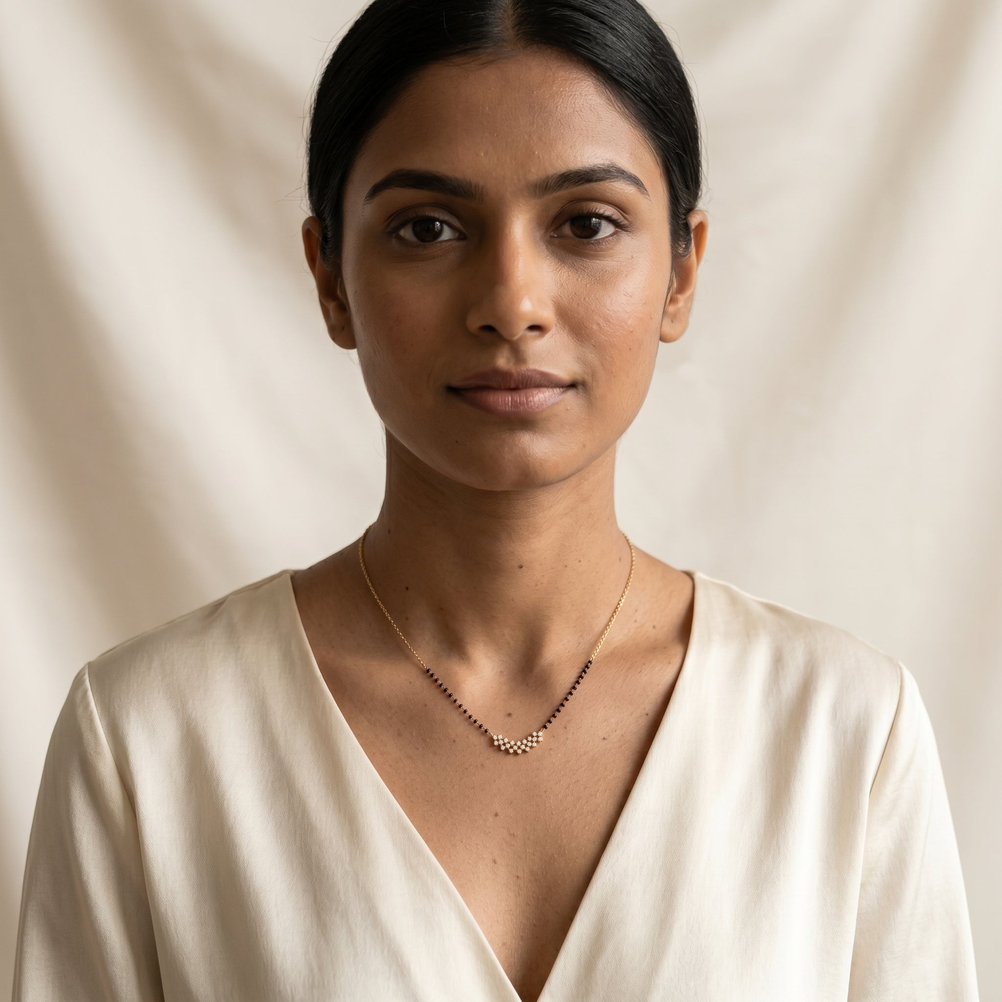 Sparkling Halo Diamond Mangalsutra by SVADEZI