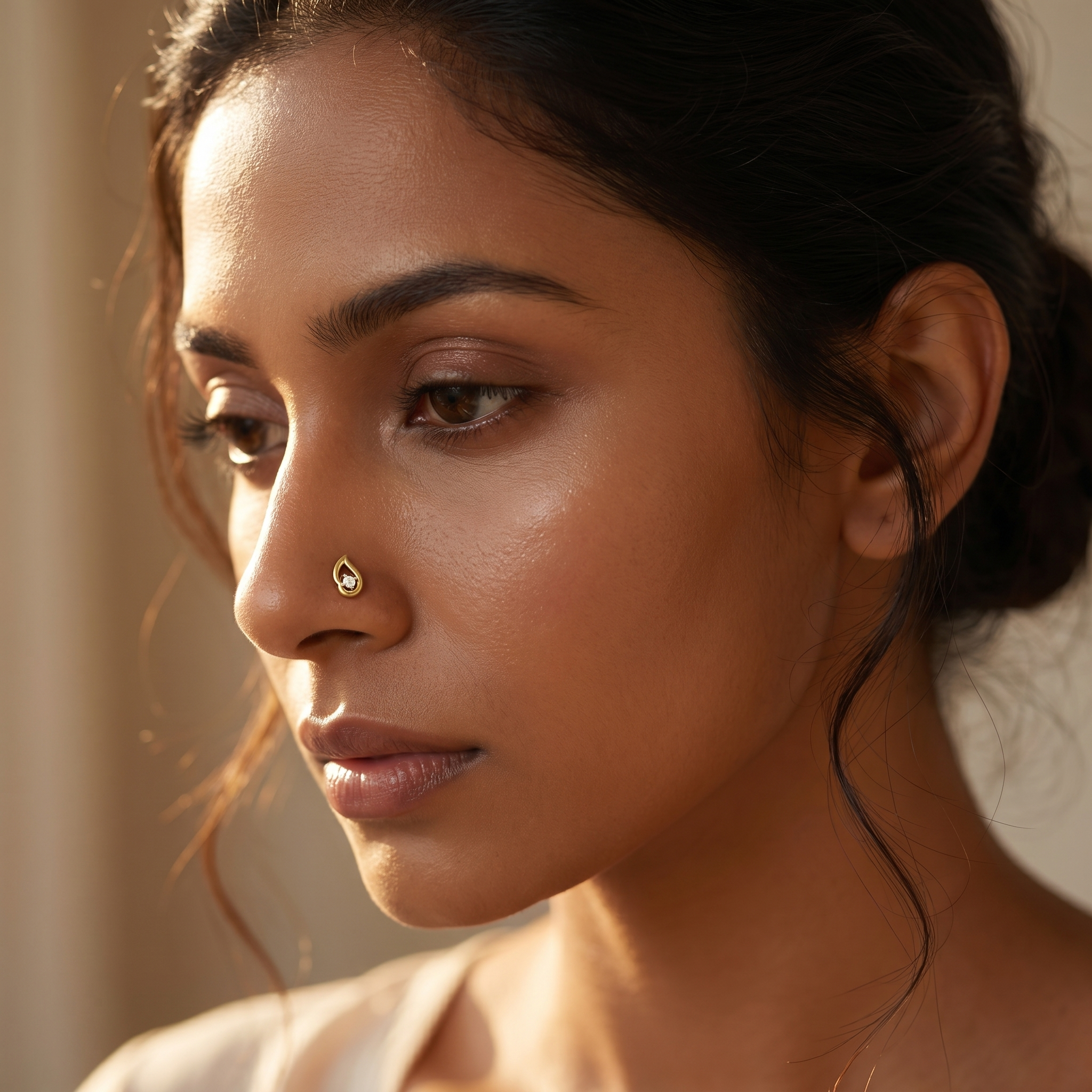 Lavish Majesty Diamond Nose Pin by SVADEZI