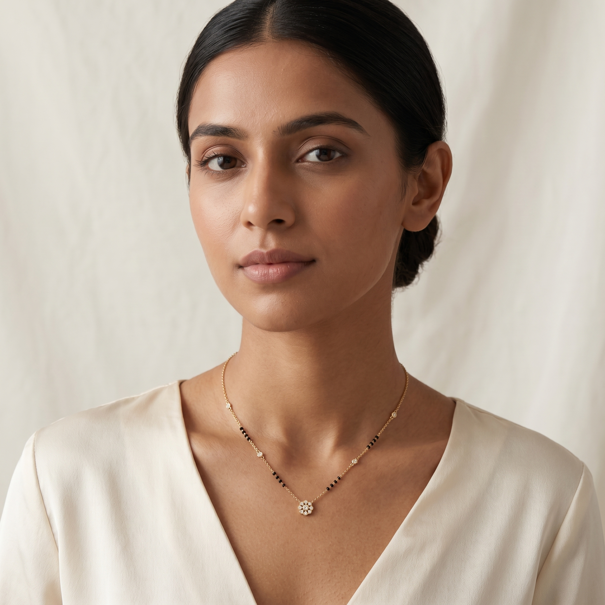 Crowned Brilliance Diamond Mangalsutra by SVADEZI