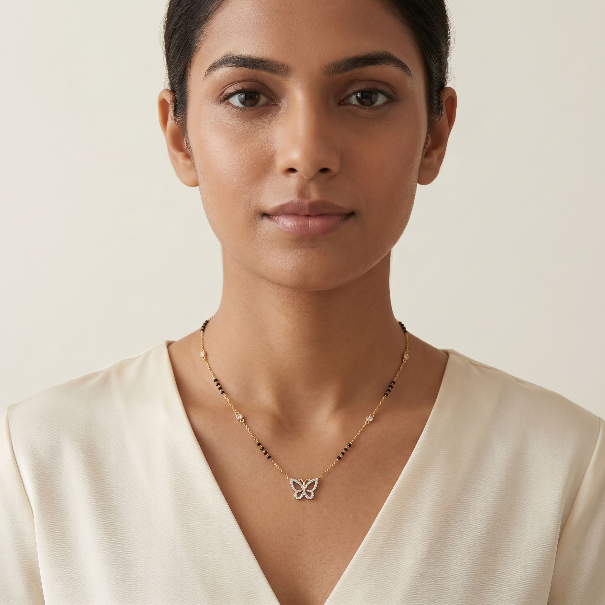 Enthroned Sonnet Diamond Mangalsutra by SVADEZI