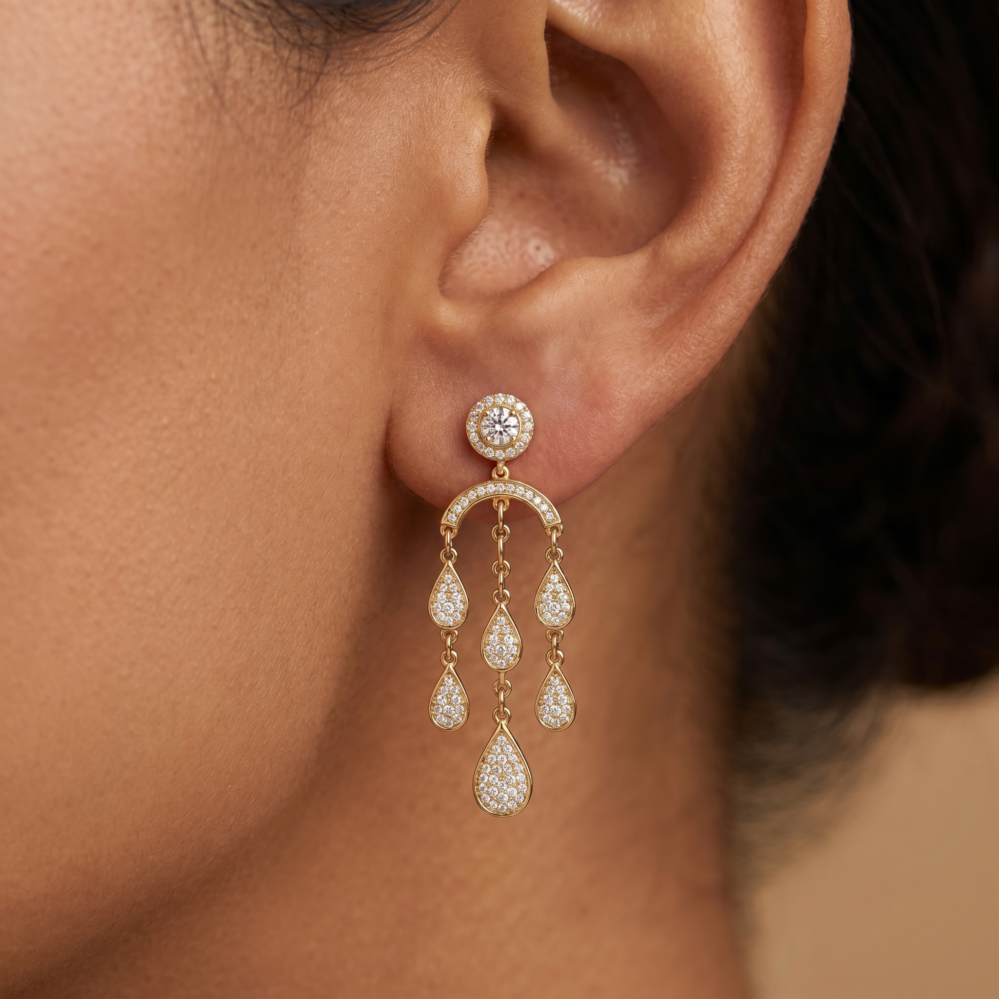 Gilded Lustre Diamond Earrings by SVADEZI