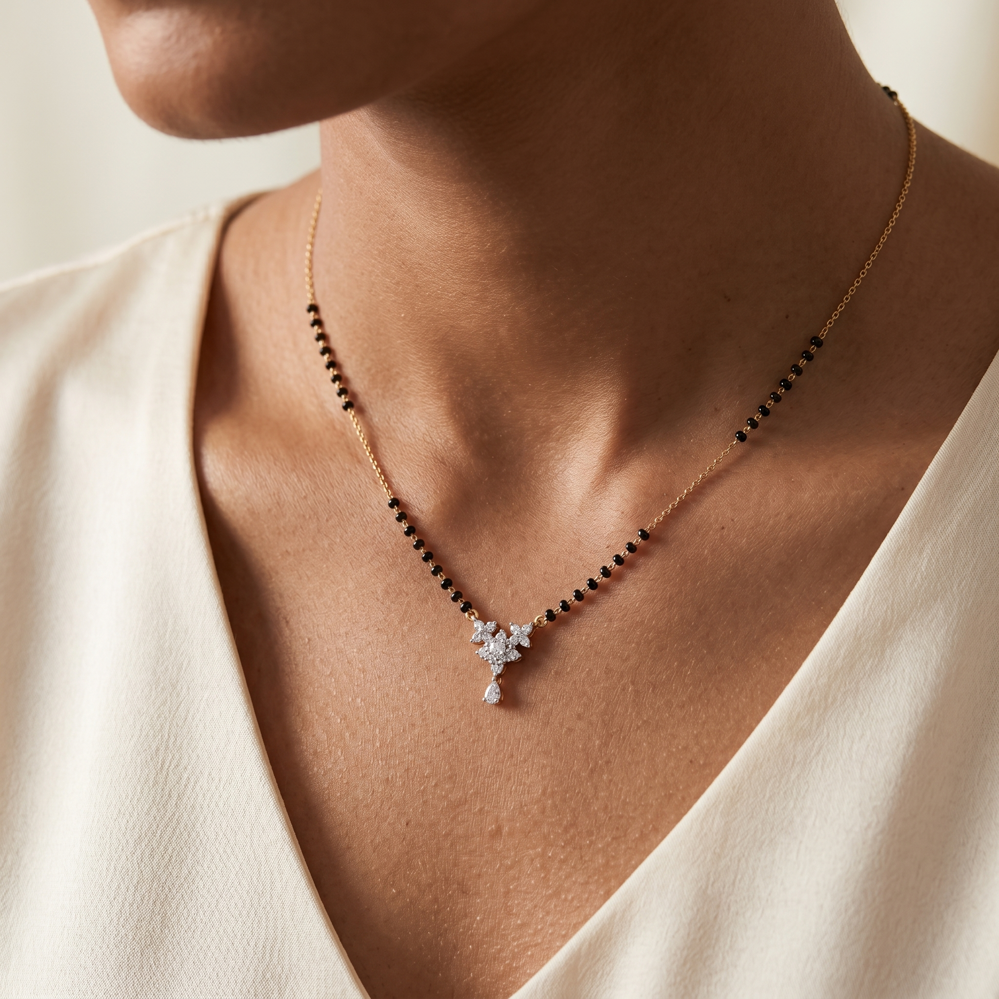 Ornate Cascade Diamond Mangalsutra by SVADEZI