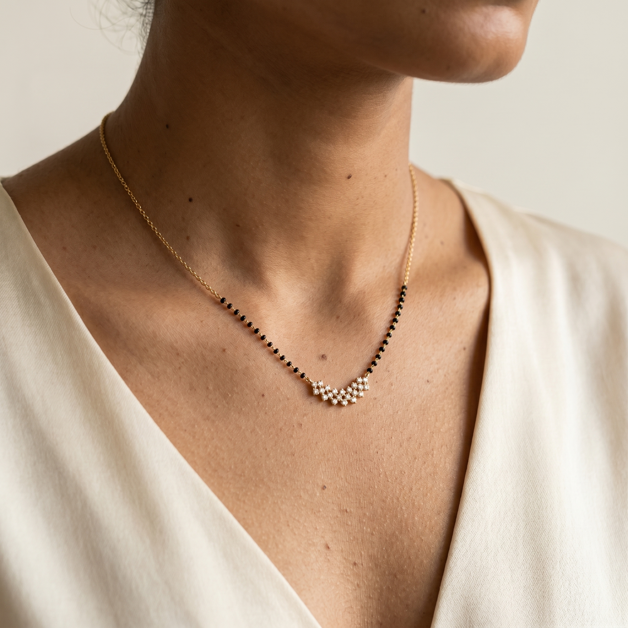 Sparkling Halo Diamond Mangalsutra by SVADEZI