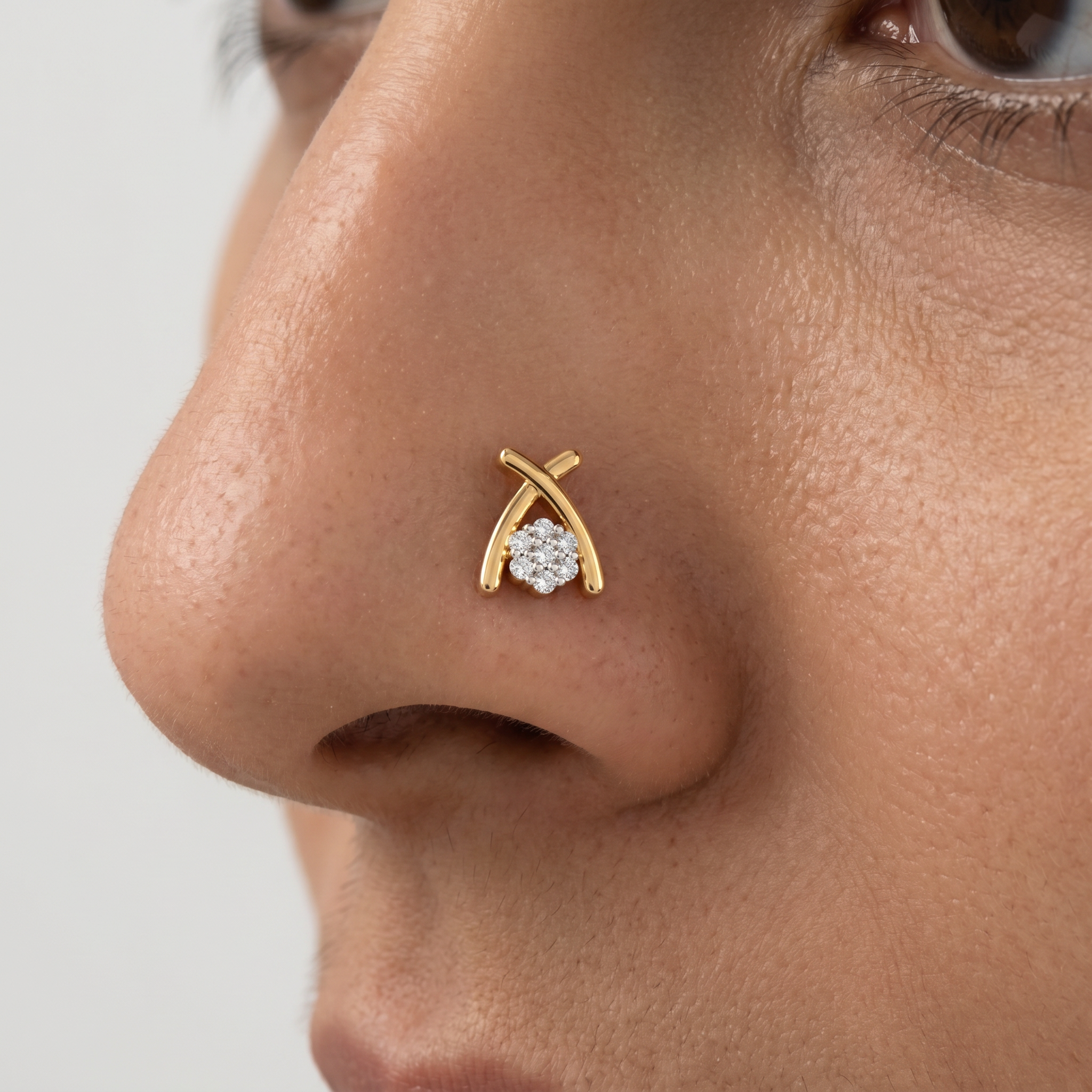 Velvet Bliss Diamond Nose Pin by SVADEZI
