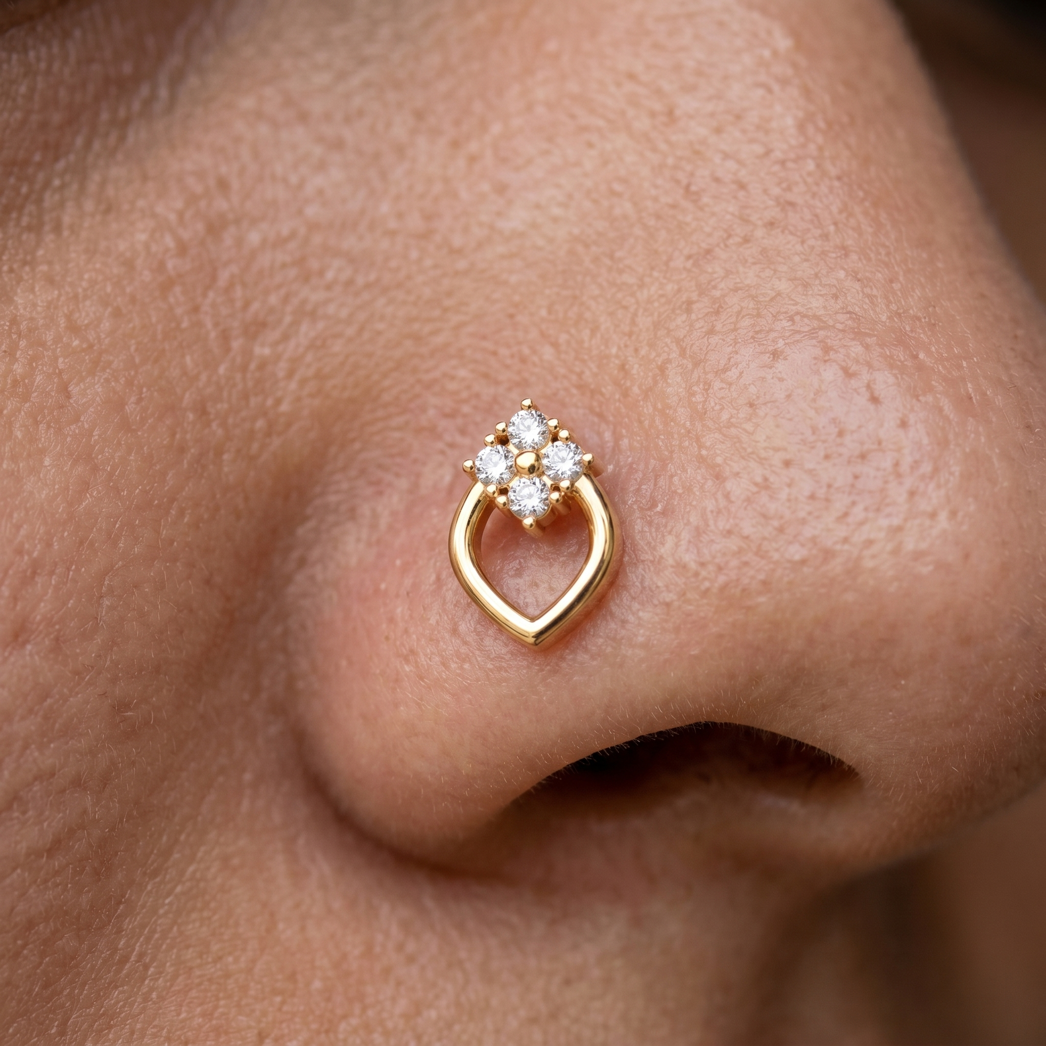 Resplendent Beauty Diamond Nose Pin by SVADEZI