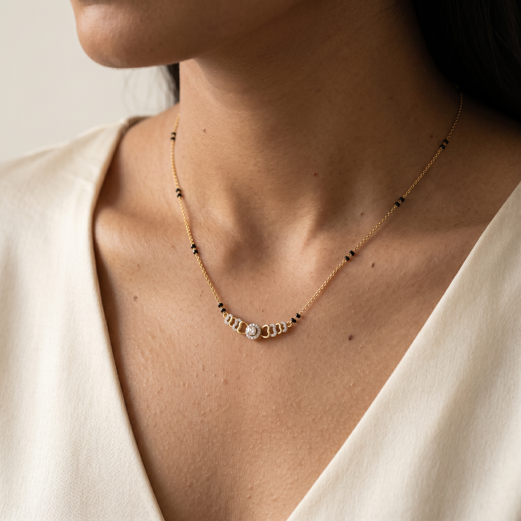 Lustrous Whisper Diamond Mangalsutra by SVADEZI