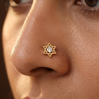 Aureate Reverence Diamond Nose Pin by SVADEZI