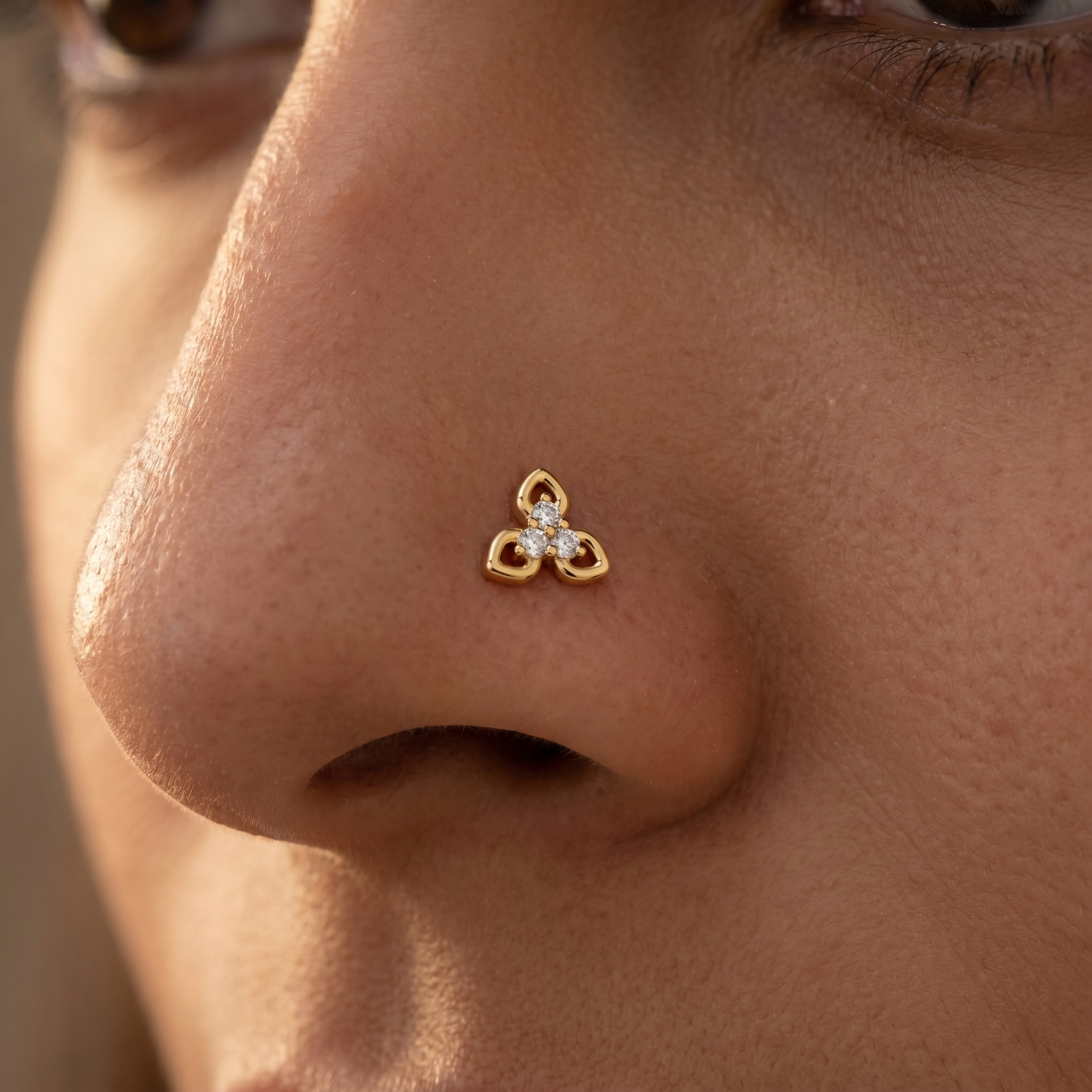 Solstice Petal Diamond Nose Pin by SVADEZI
