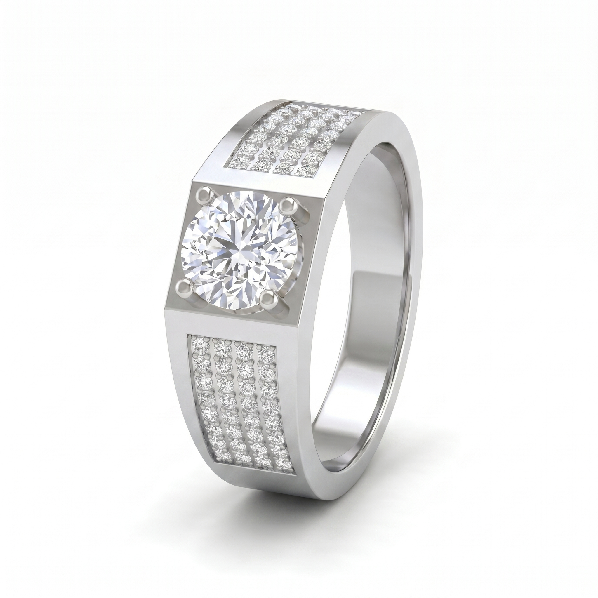 Cascading Reverie Men's Diamond Ring by SVADEZI - rhodium