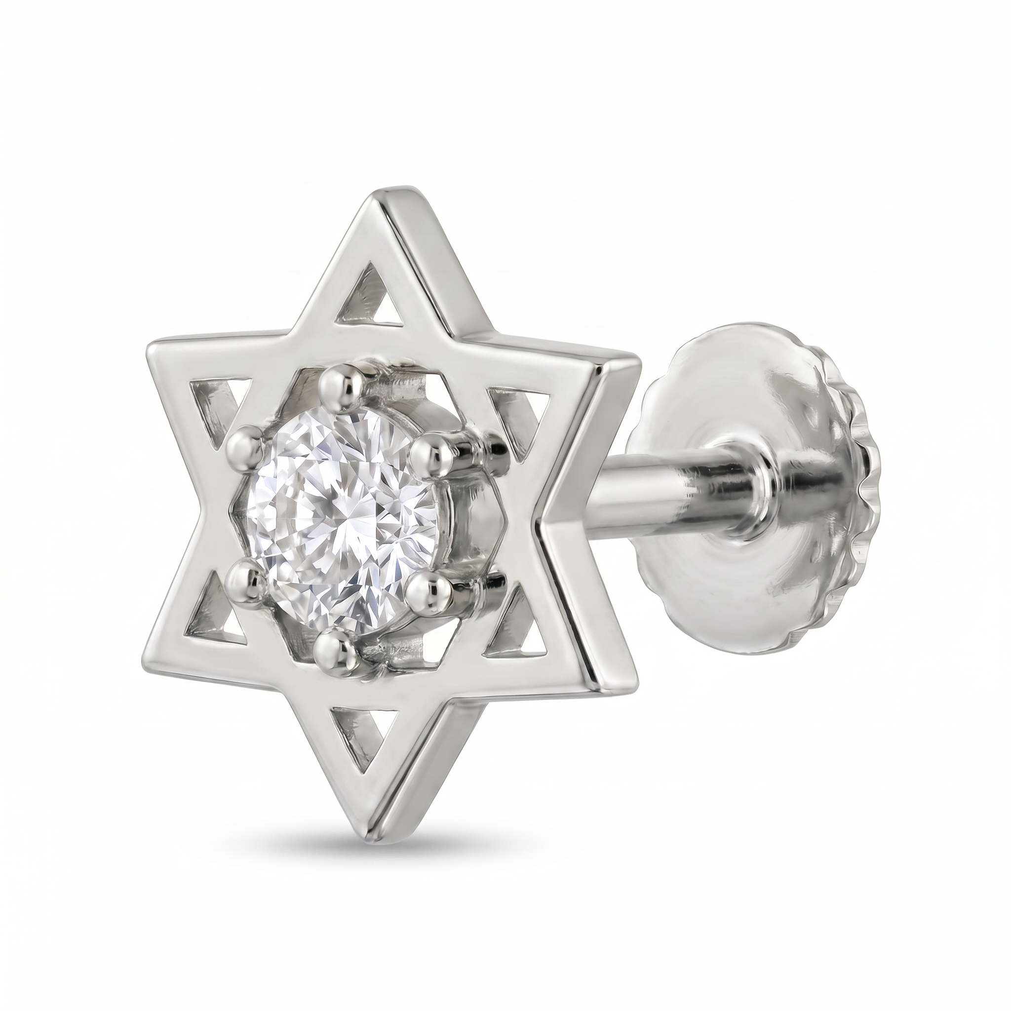 Aureate Reverence Diamond Nose Pin by SVADEZI - rhodium