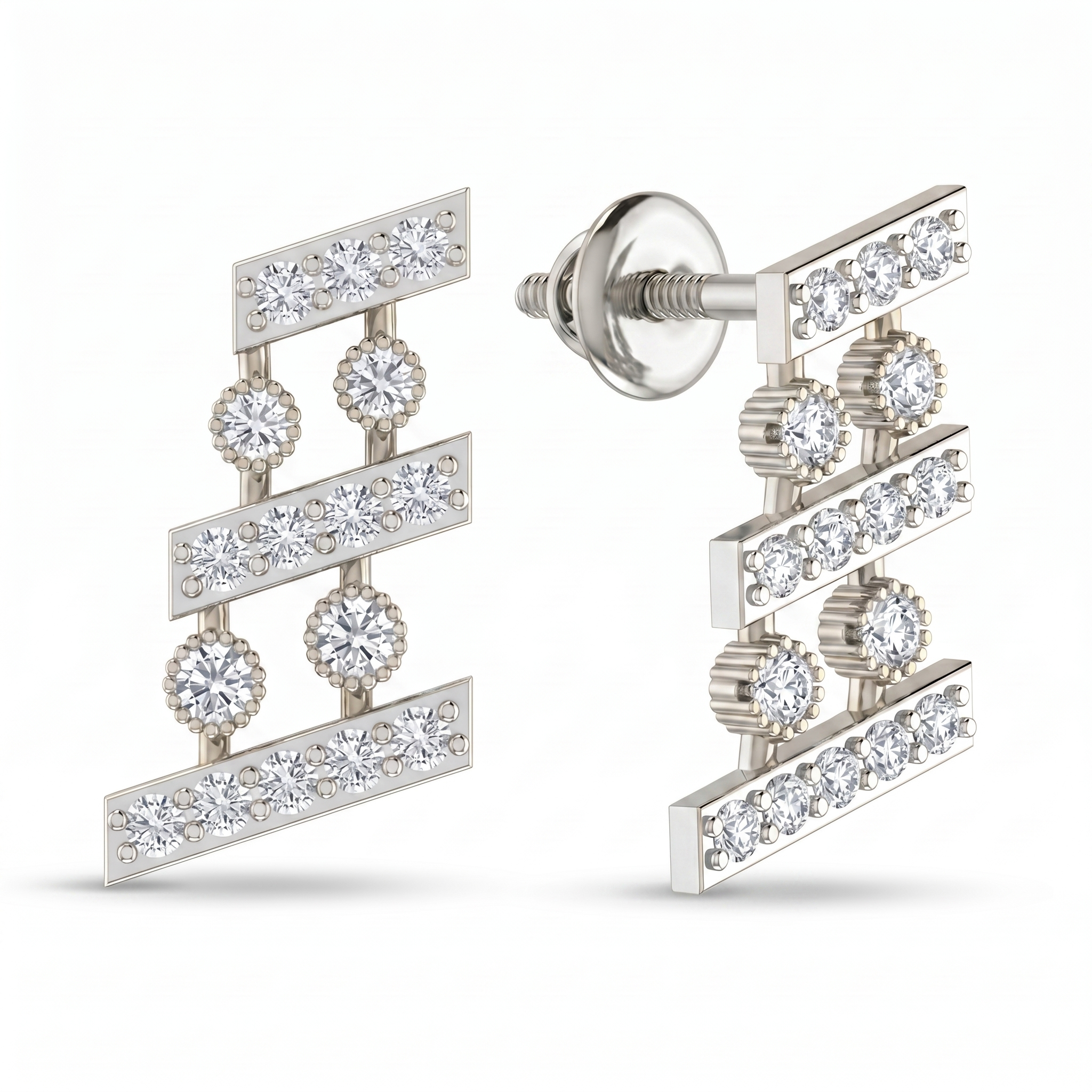 Imperial Ballad Diamond Earrings by SVADEZI - rhodium