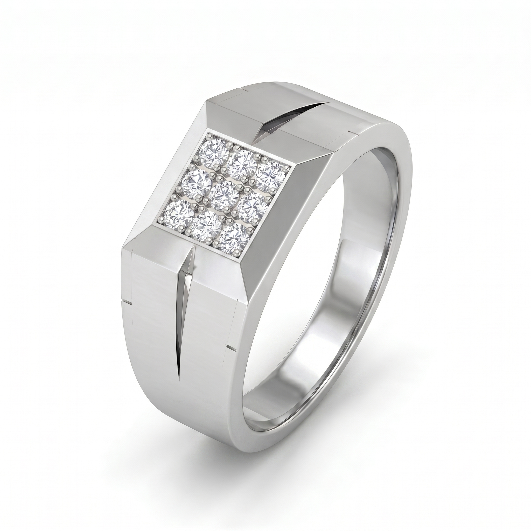 Opulent Crown Men's Diamond Ring by SVADEZI - rhodium