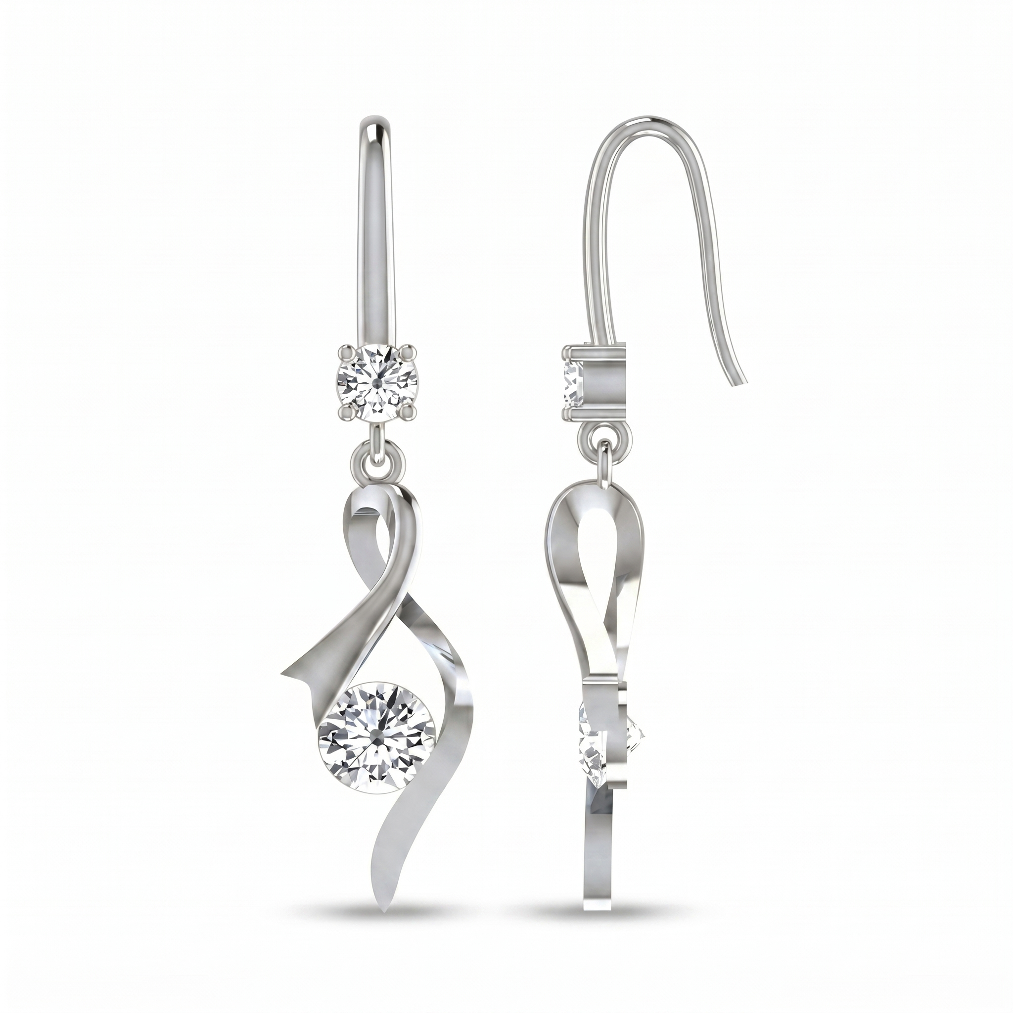 Cascading Radiance Diamond Earrings by SVADEZI - rhodium
