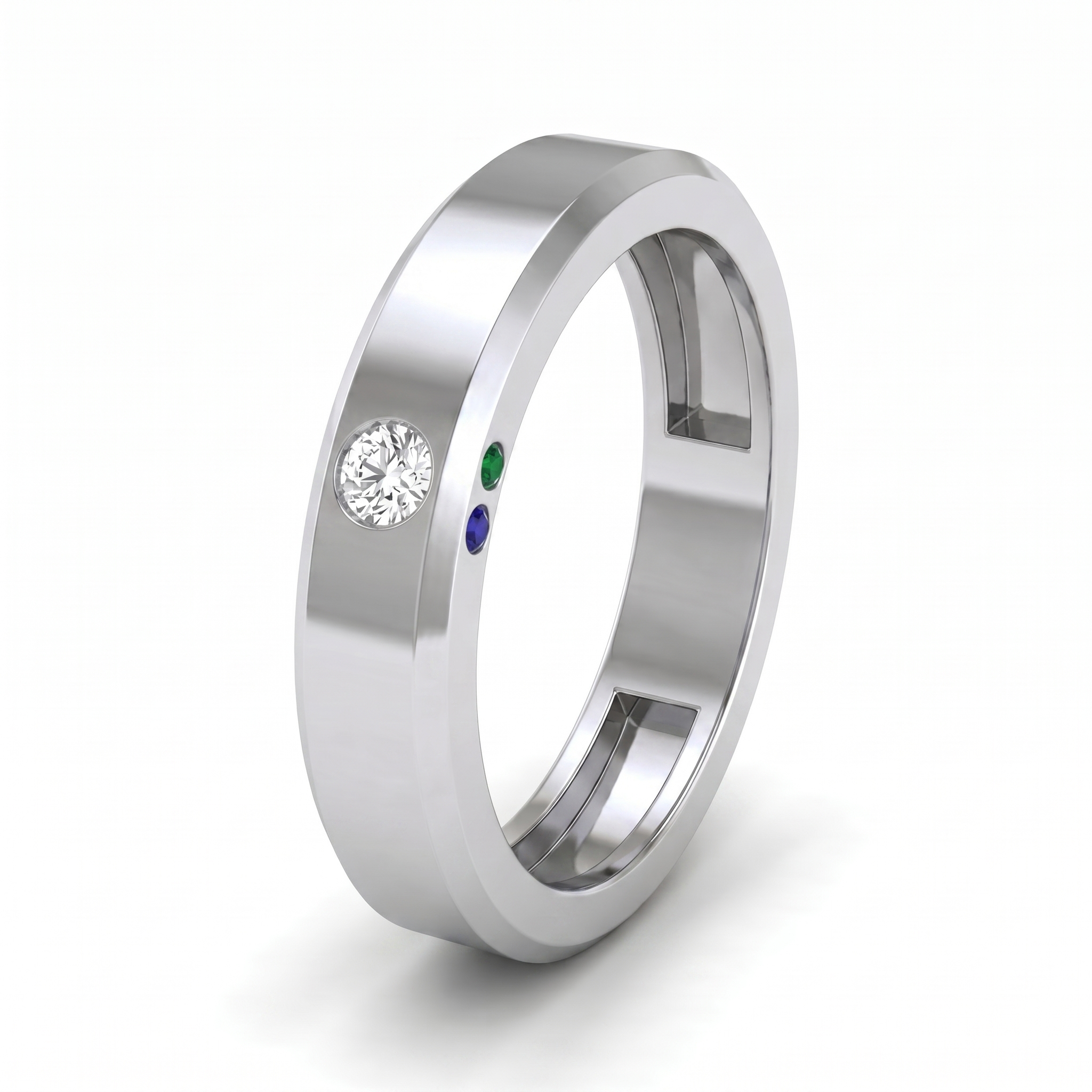 Crowned Cascade Men's Diamond Ring by SVADEZI - rhodium