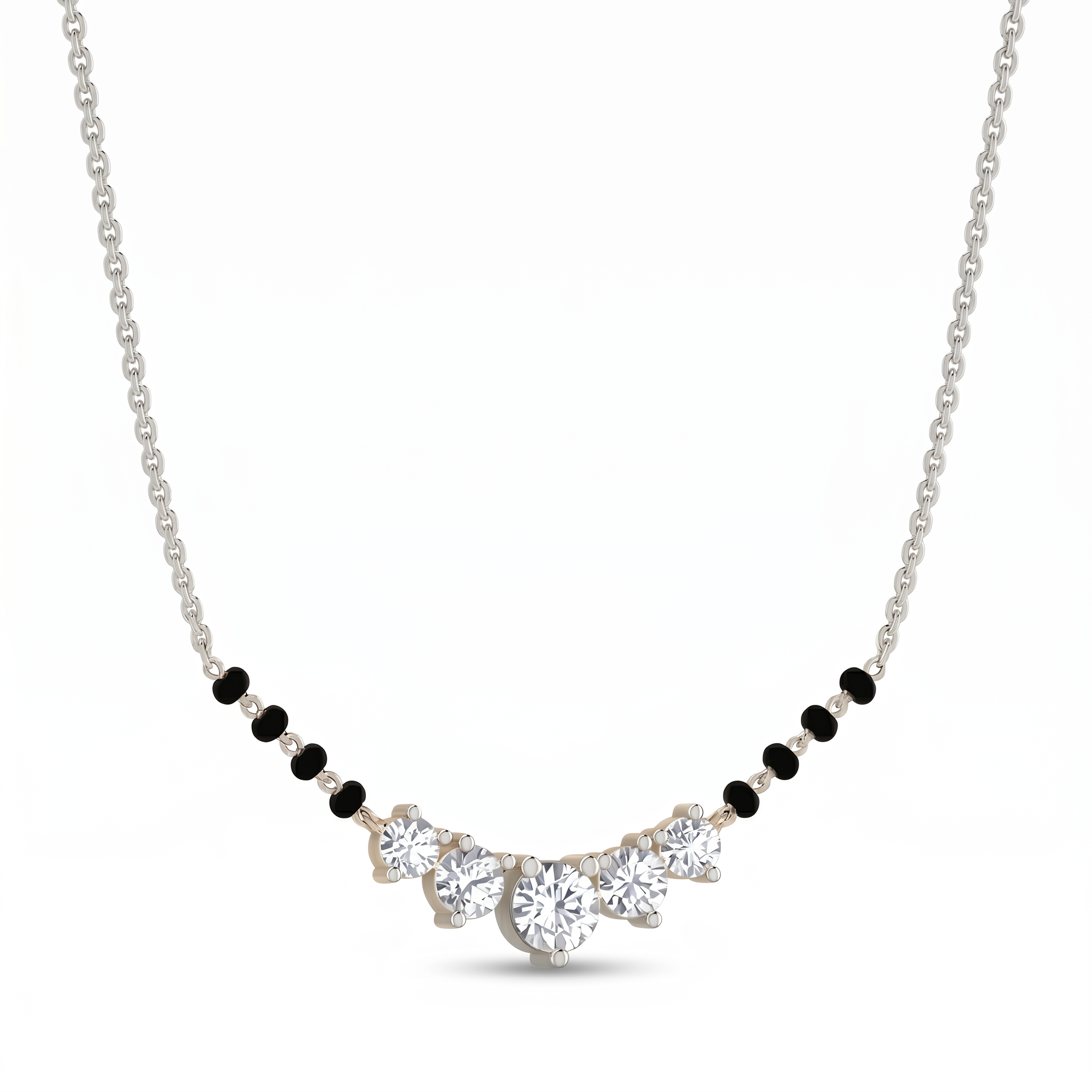 Dawn Ballad Diamond Mangalsutra by SVADEZI - rhodium
