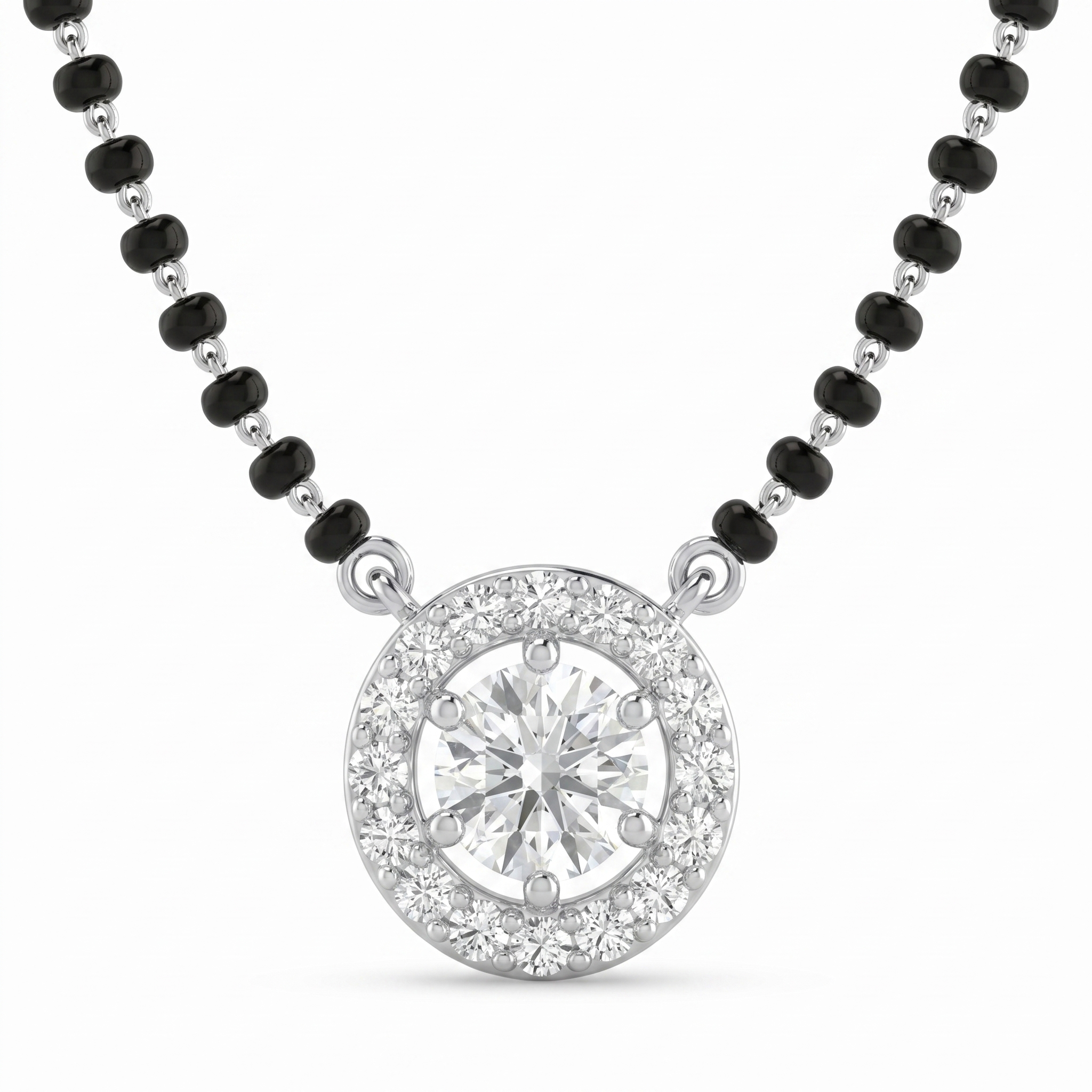 Jewelled Enchantment Diamond Mangalsutra by SVADEZI - rhodium