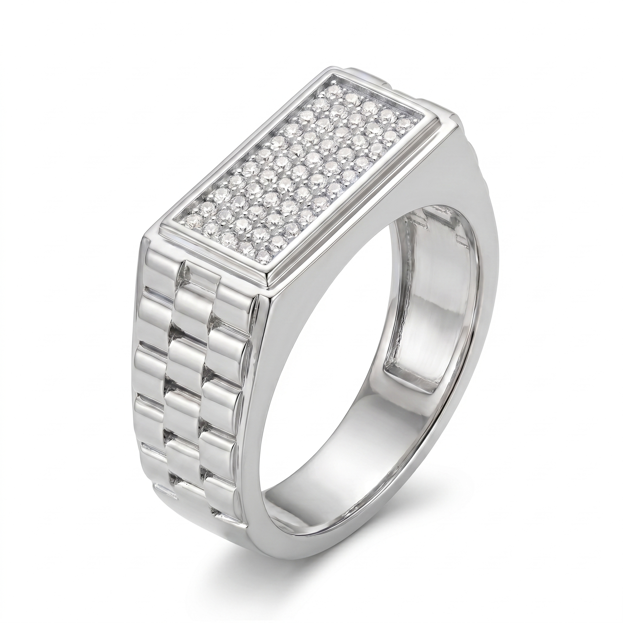 Sparkling Embrace Men's Diamond Ring by SVADEZI - rhodium