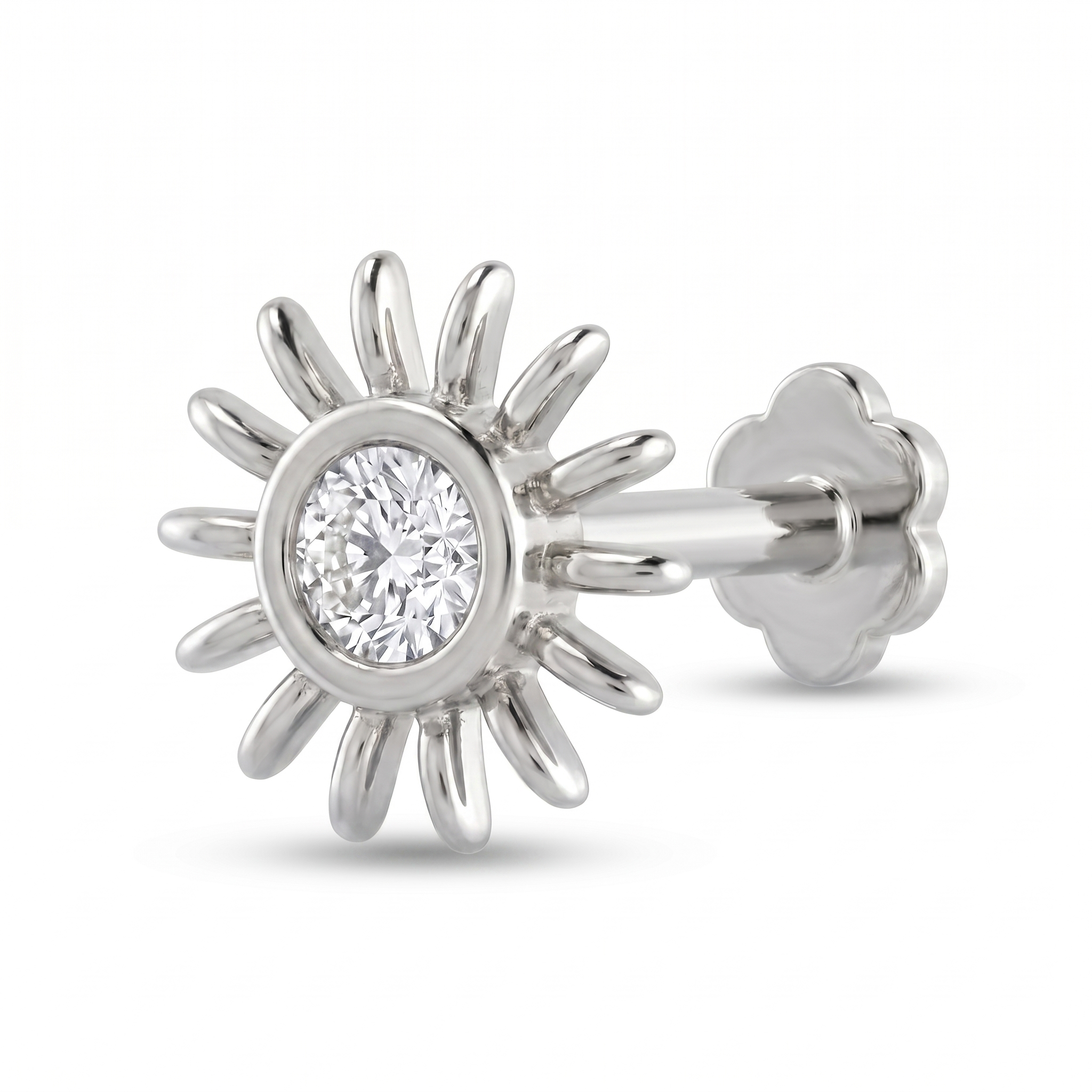 Dawn Beauty Diamond Nose Pin by SVADEZI - rhodium