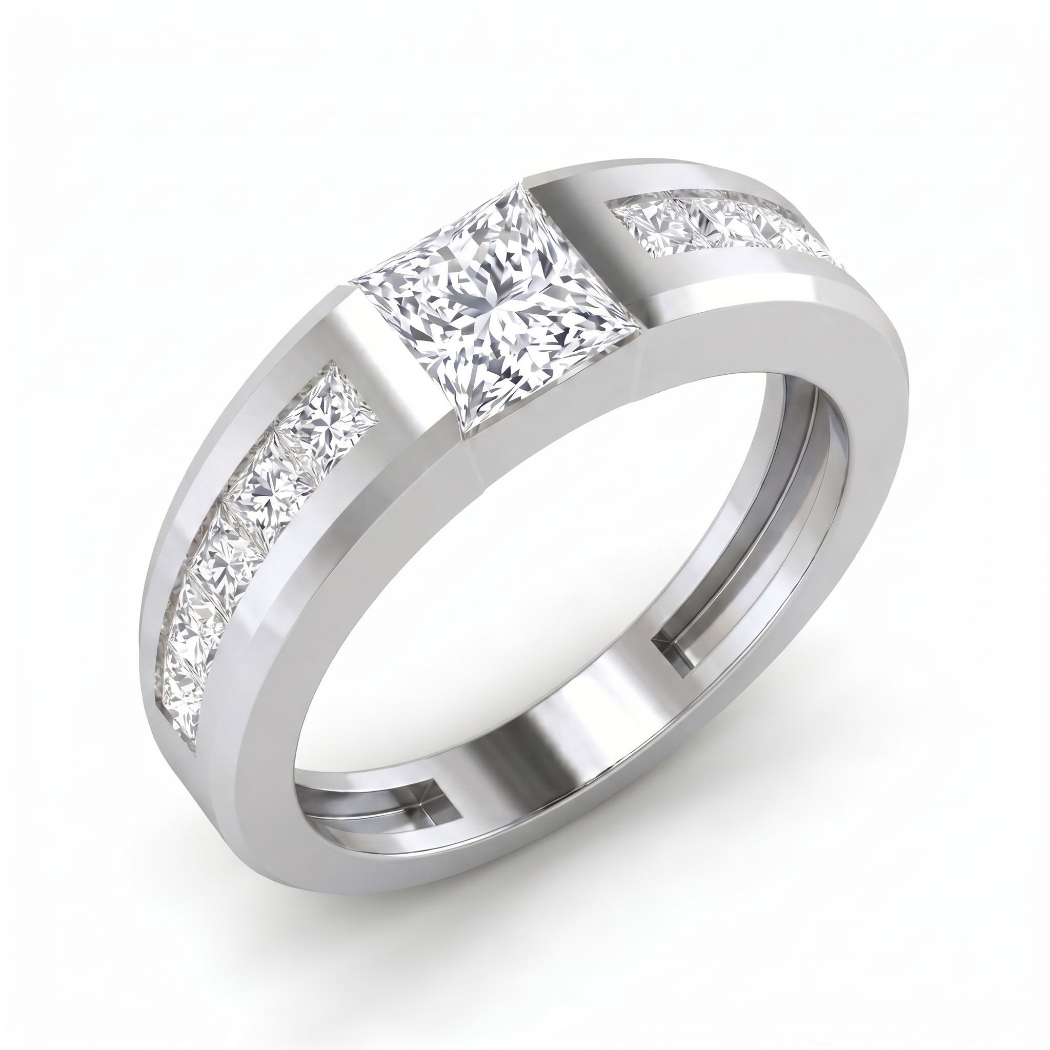 Whispering Bliss Men's Diamond Ring by SVADEZI - rhodium