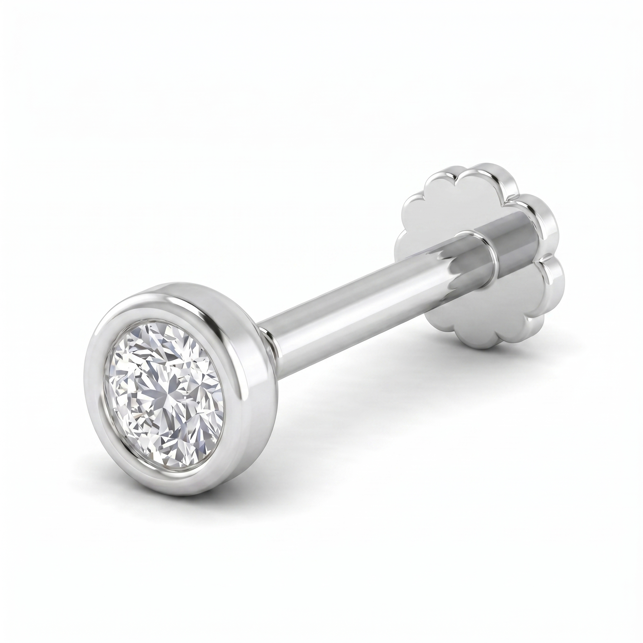 Divine Memory Diamond Nose Pin by SVADEZI - rhodium