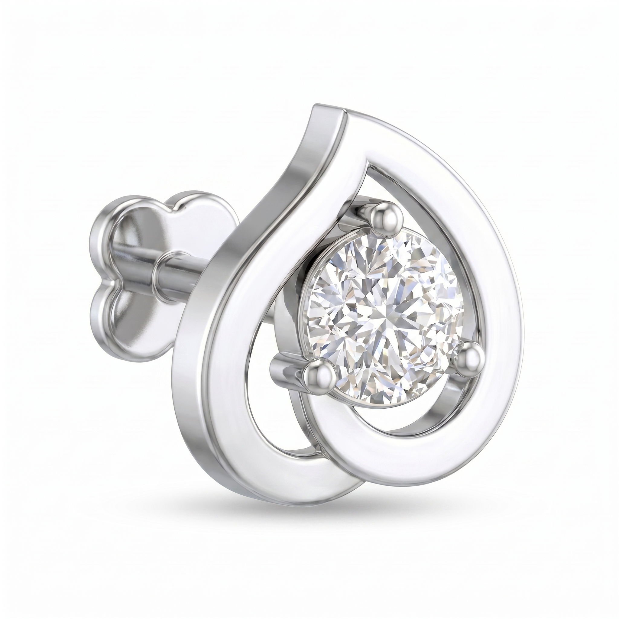 Sublime Embrace Diamond Nose Pin by SVADEZI - rhodium
