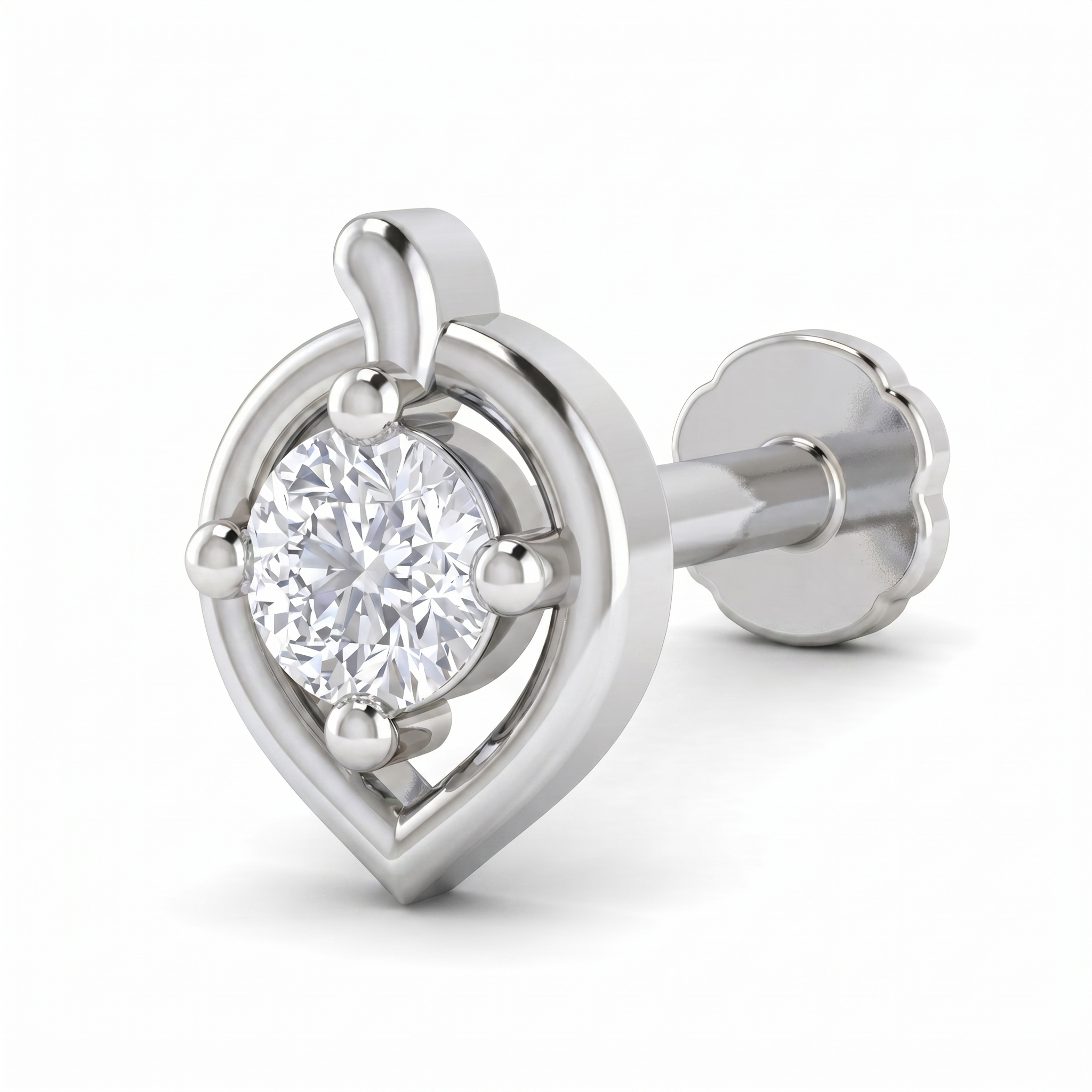 Glowing Sonnet Diamond Nose Pin by SVADEZI - rhodium