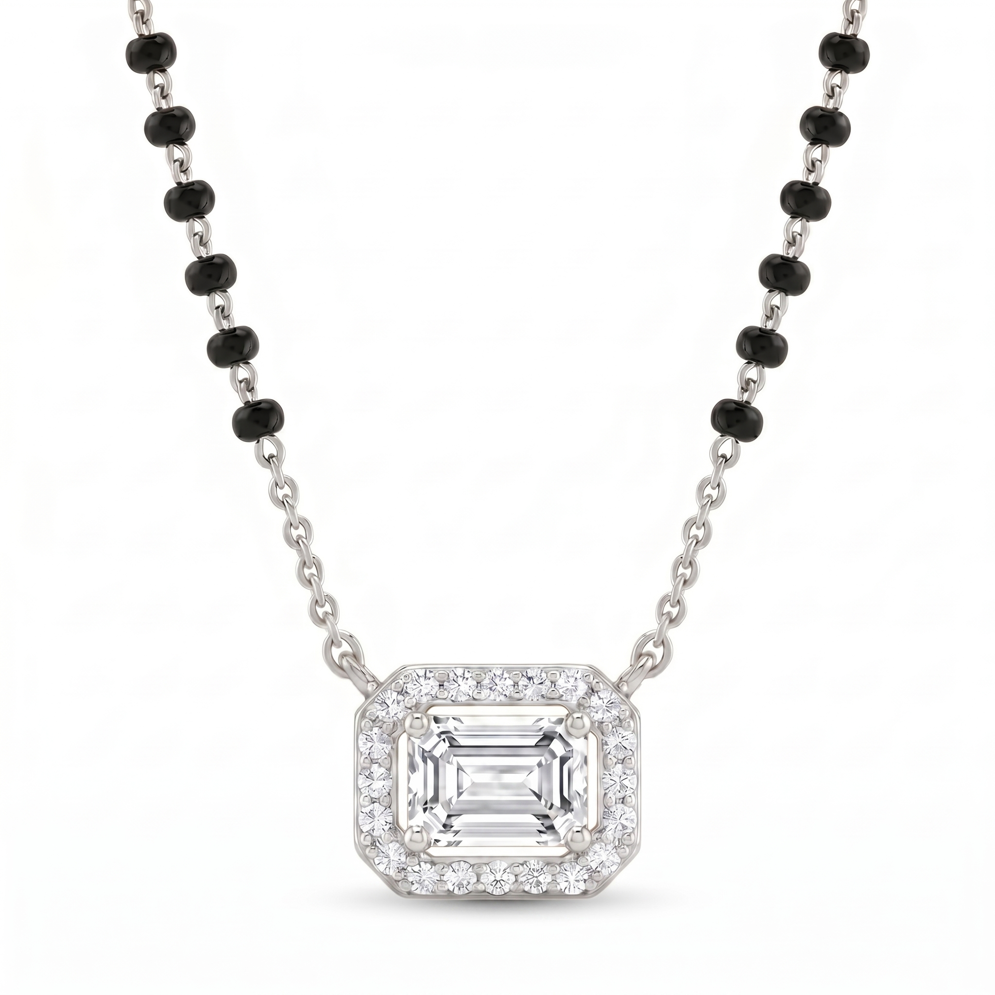Regal Glow Diamond Mangalsutra by SVADEZI - rhodium