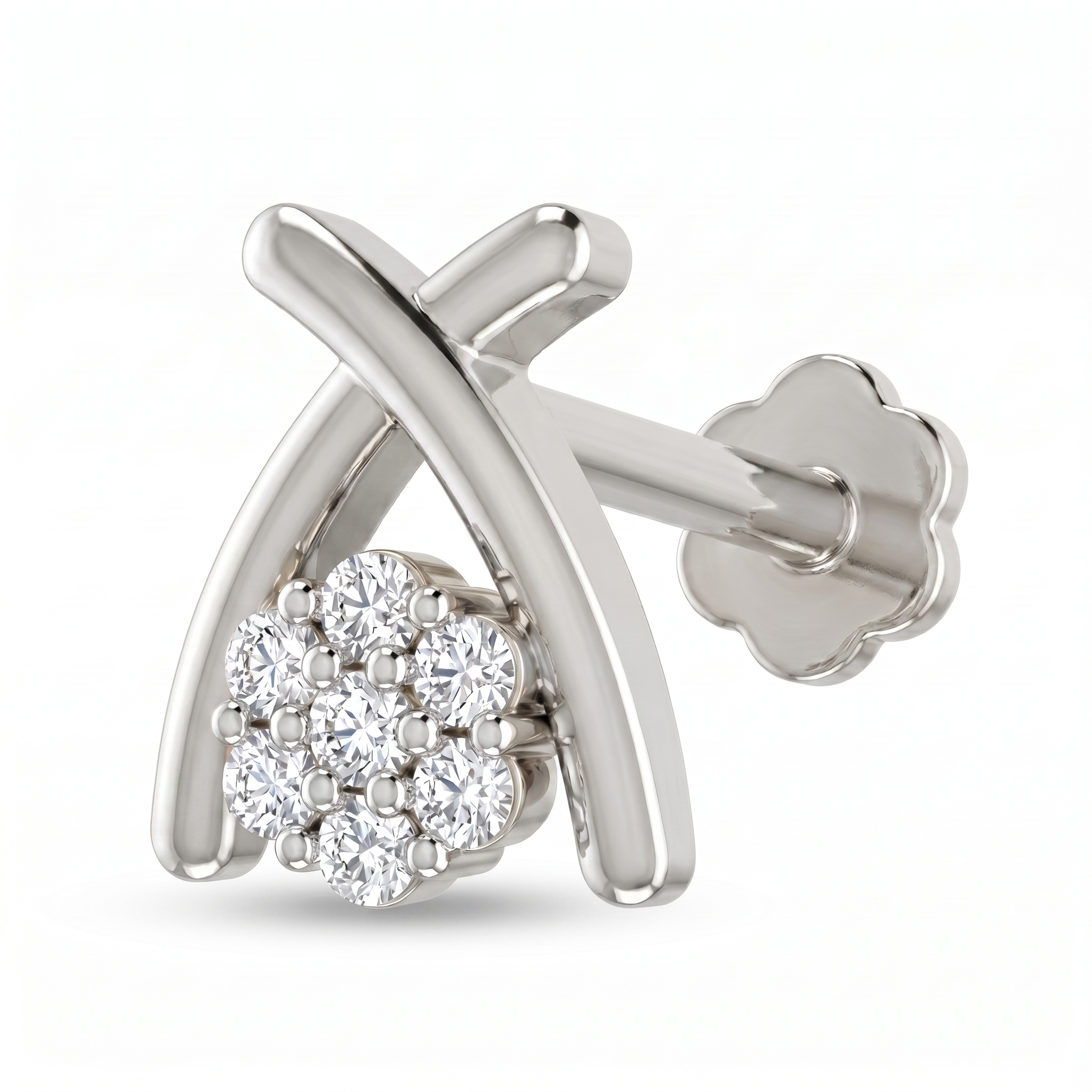 Velvet Bliss Diamond Nose Pin by SVADEZI - rhodium