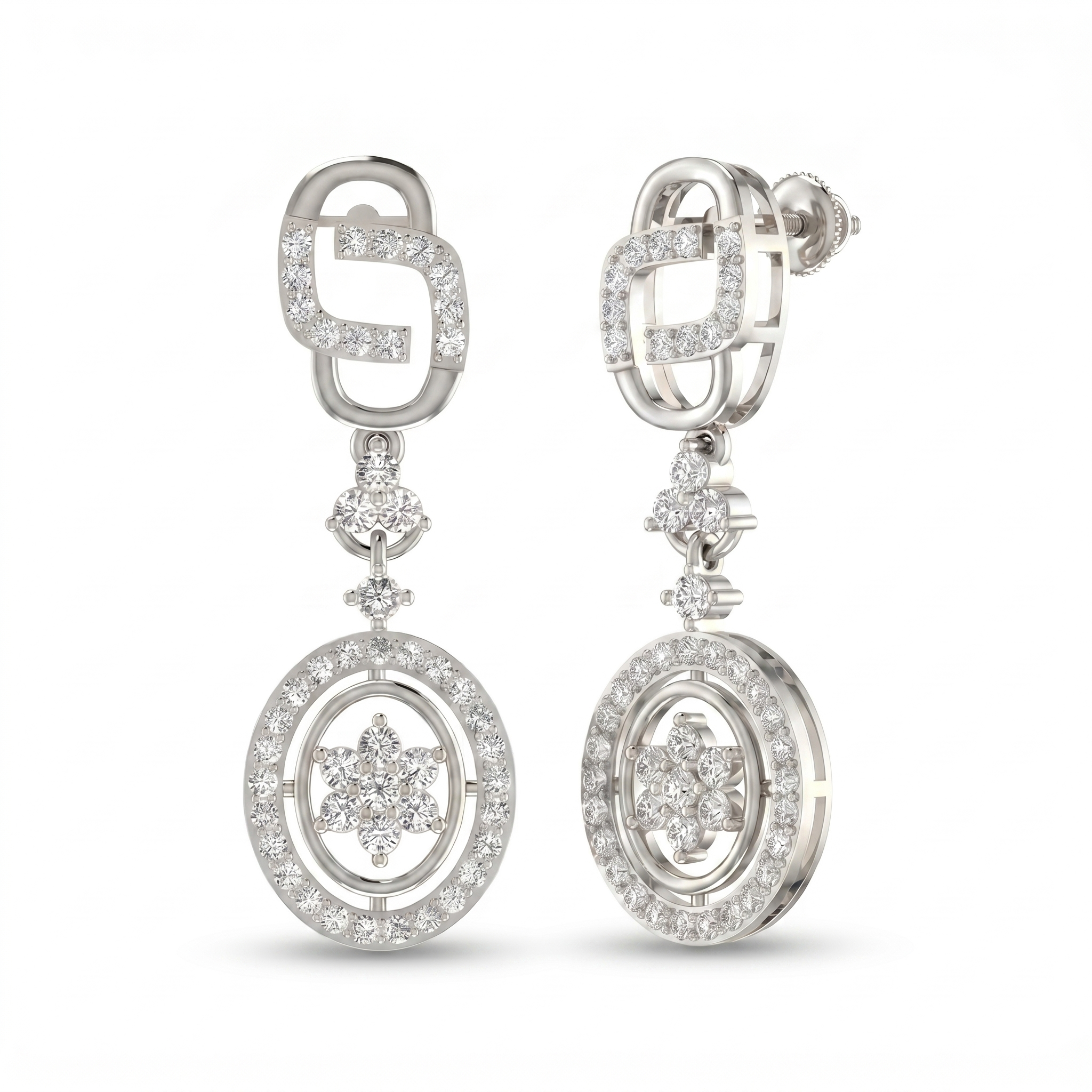 Regal Charm Diamond Earrings by SVADEZI - rhodium