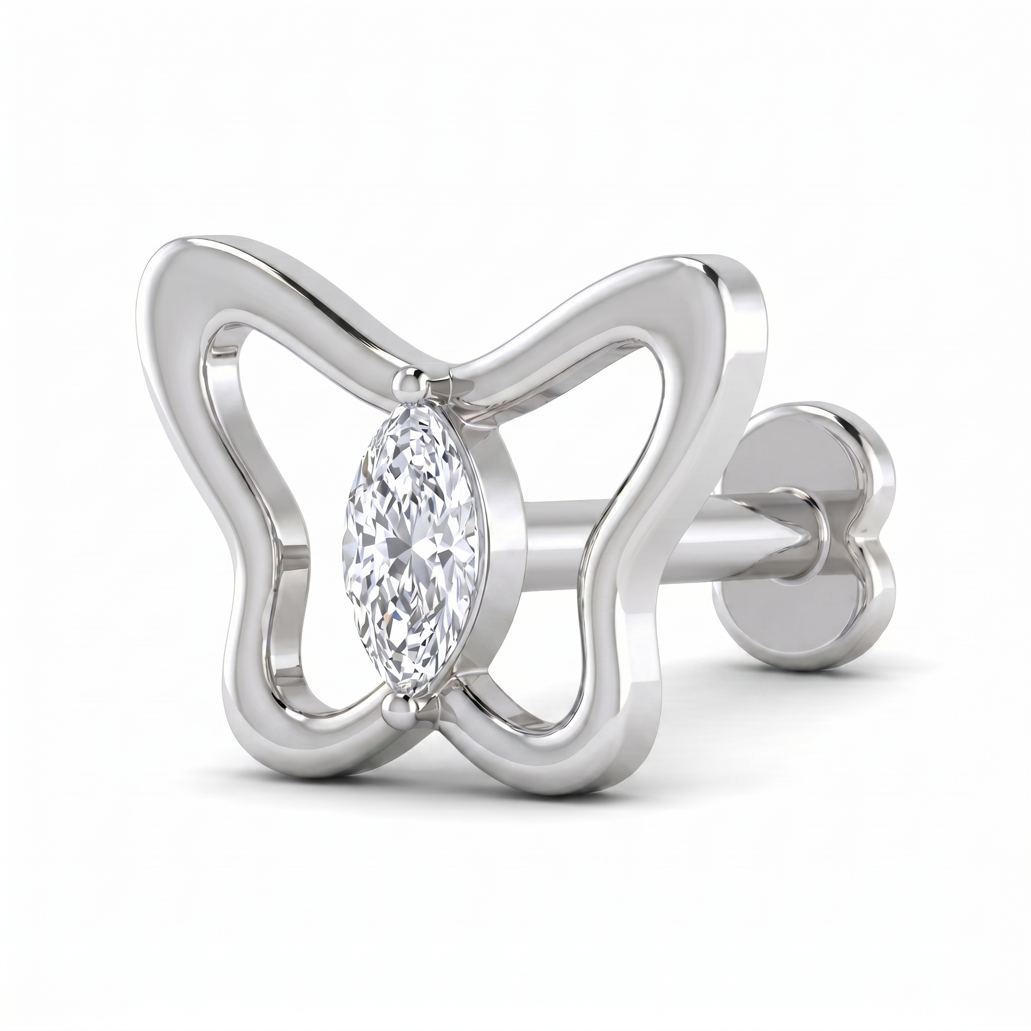 Heavenly Bloom Diamond Nose Pin by SVADEZI - rhodium