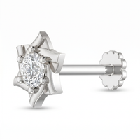 Crowned Embrace Diamond Nose Pin by SVADEZI - rhodium