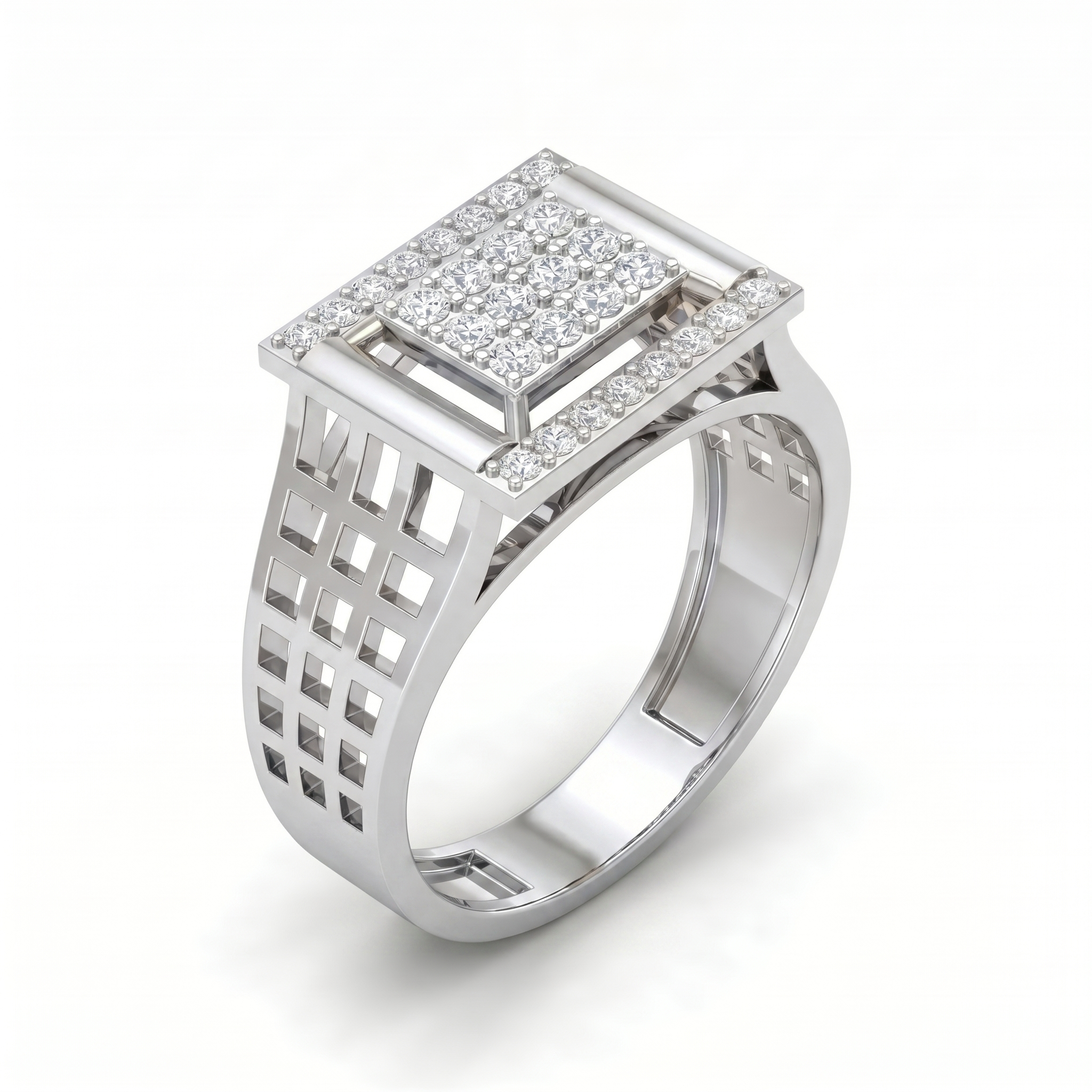 Lavish Embrace Men's Diamond Ring by SVADEZI - rhodium