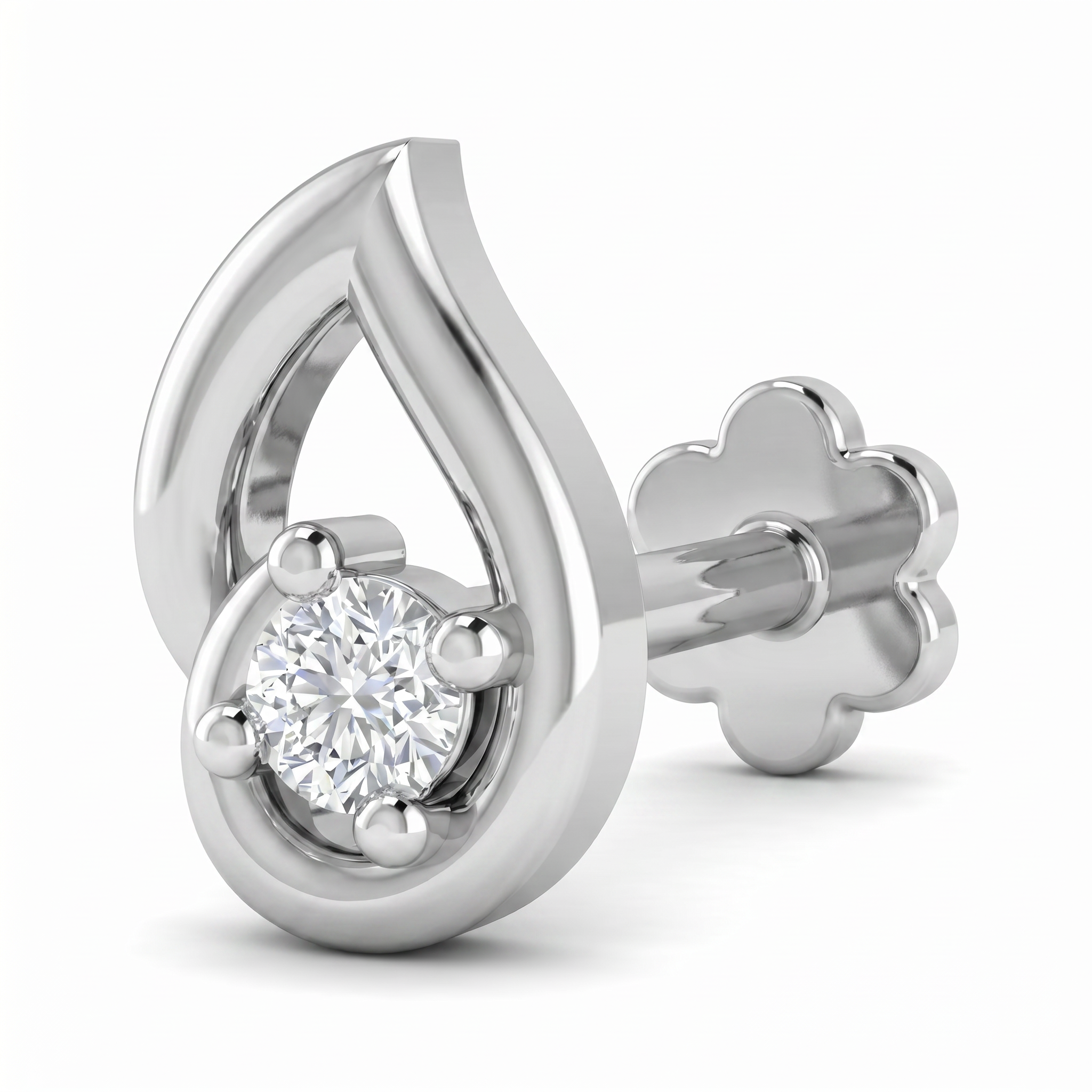 Lavish Majesty Diamond Nose Pin by SVADEZI - rhodium
