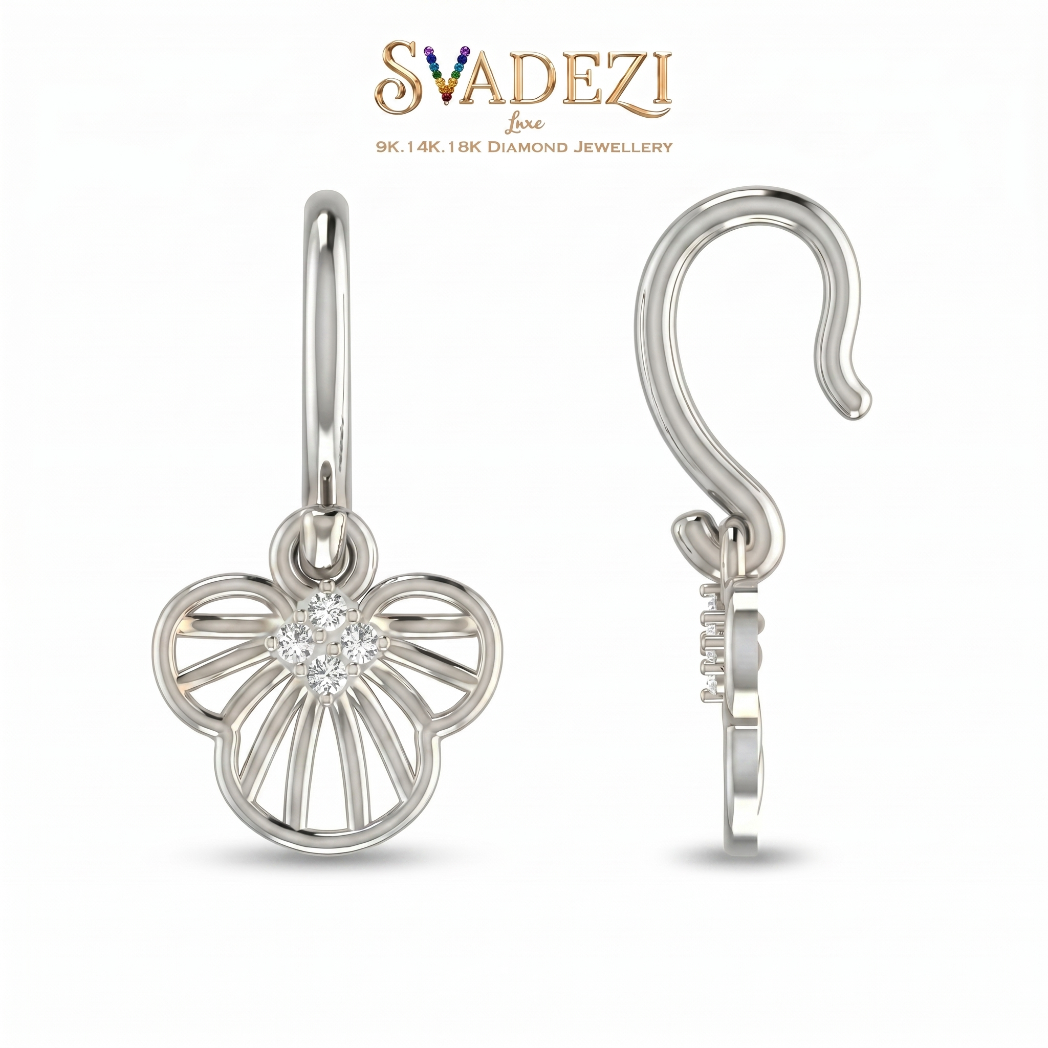 Mystic Elegance Diamond Earrings by SVADEZI - rhodium