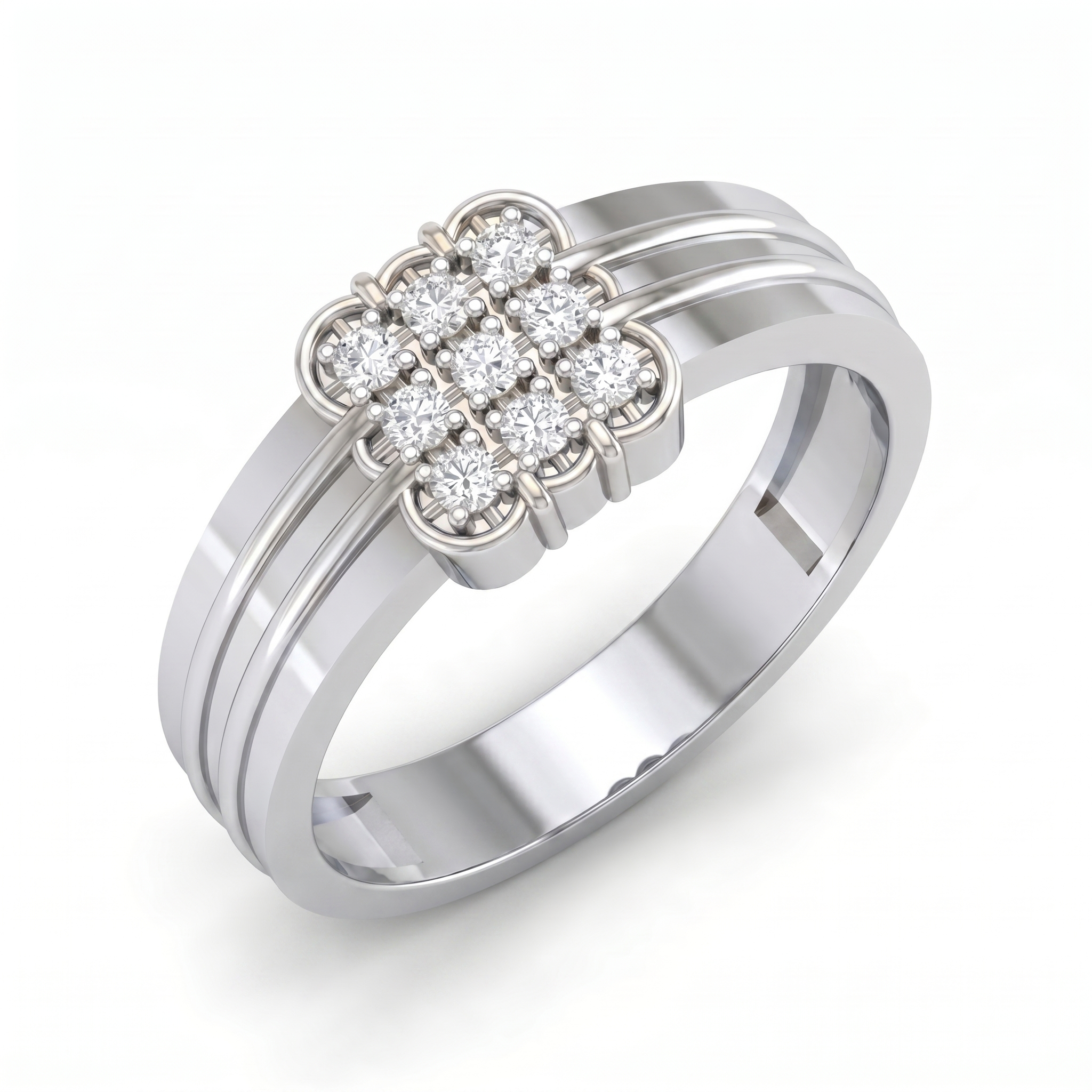 Resplendent Melody Men's Diamond Ring by SVADEZI - rhodium