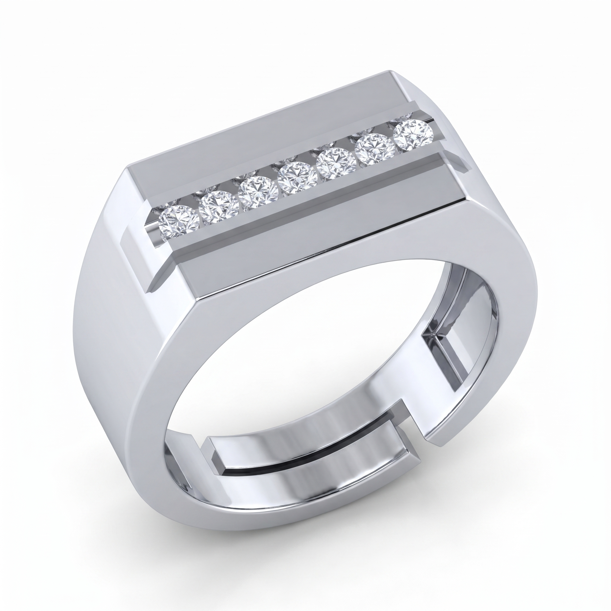 Gilded Radiance Men's Diamond Ring by SVADEZI - rhodium