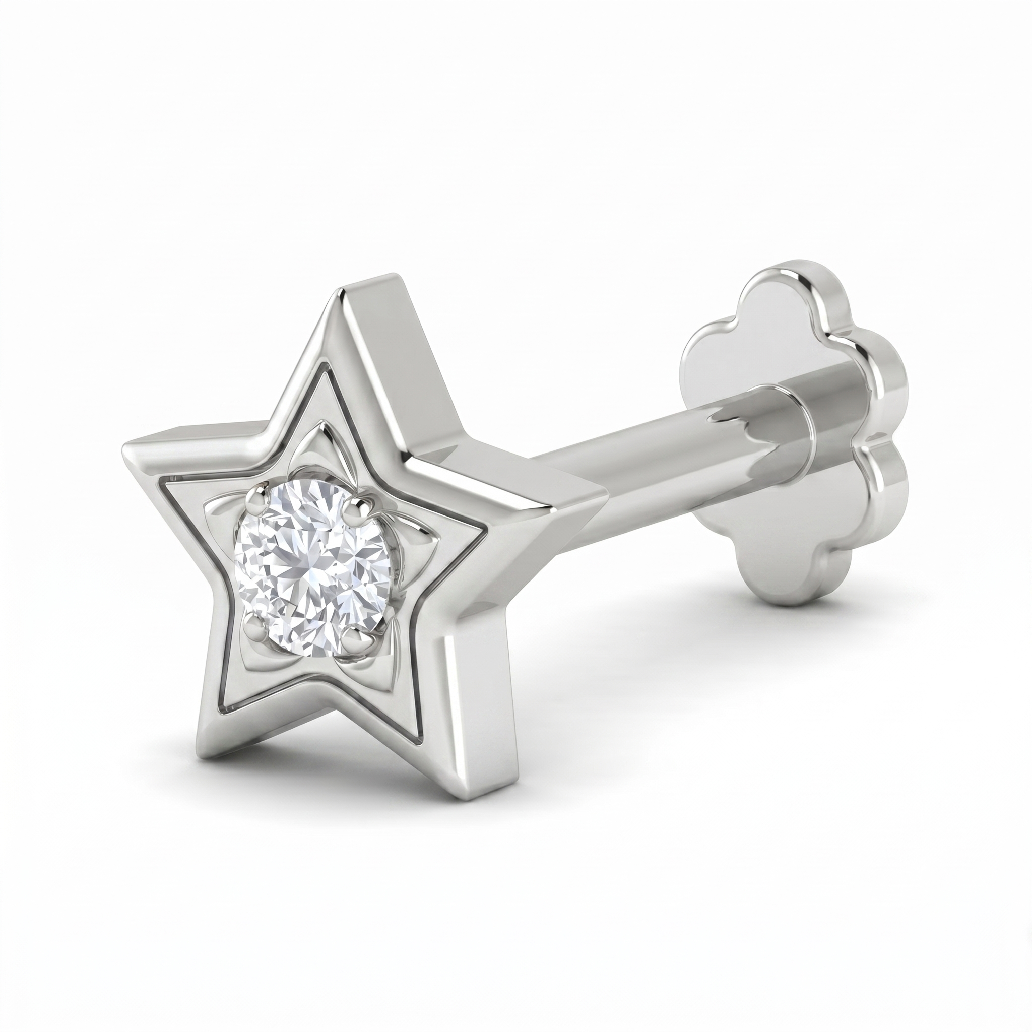 Celestial Mystique Diamond Nose Pin by SVADEZI - rhodium