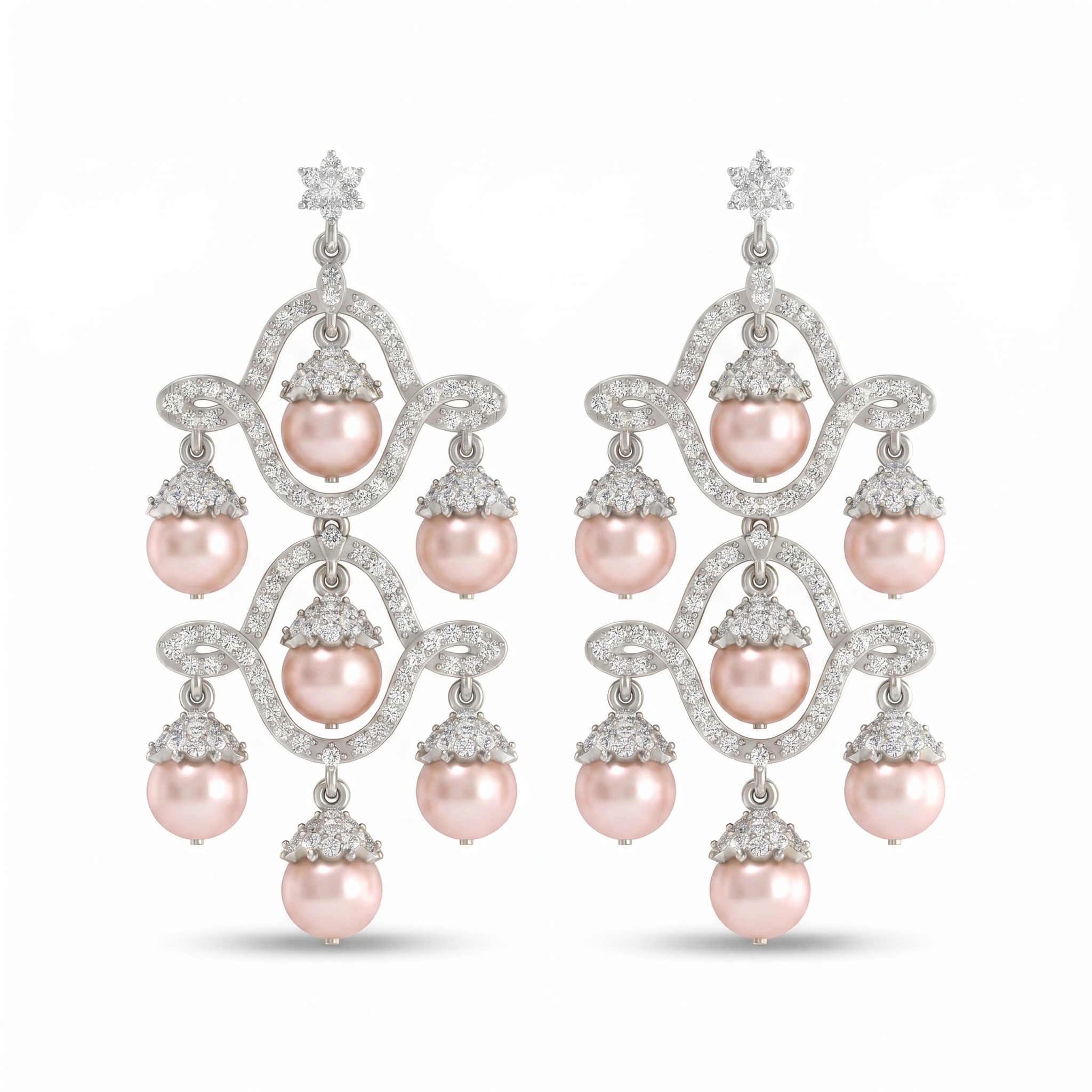 Sacred Brilliance Diamond Earrings by SVADEZI - rhodium