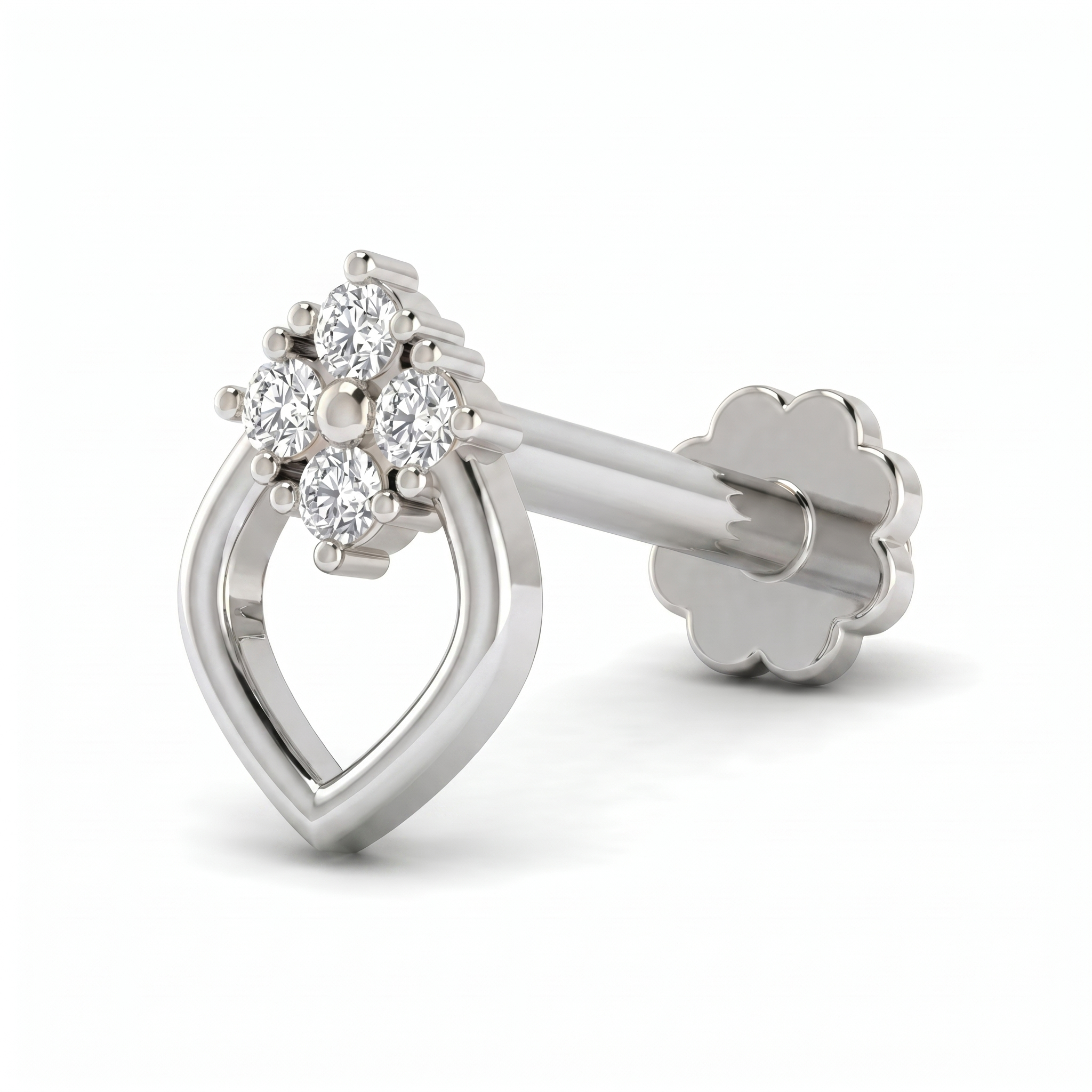 Resplendent Beauty Diamond Nose Pin by SVADEZI - rhodium