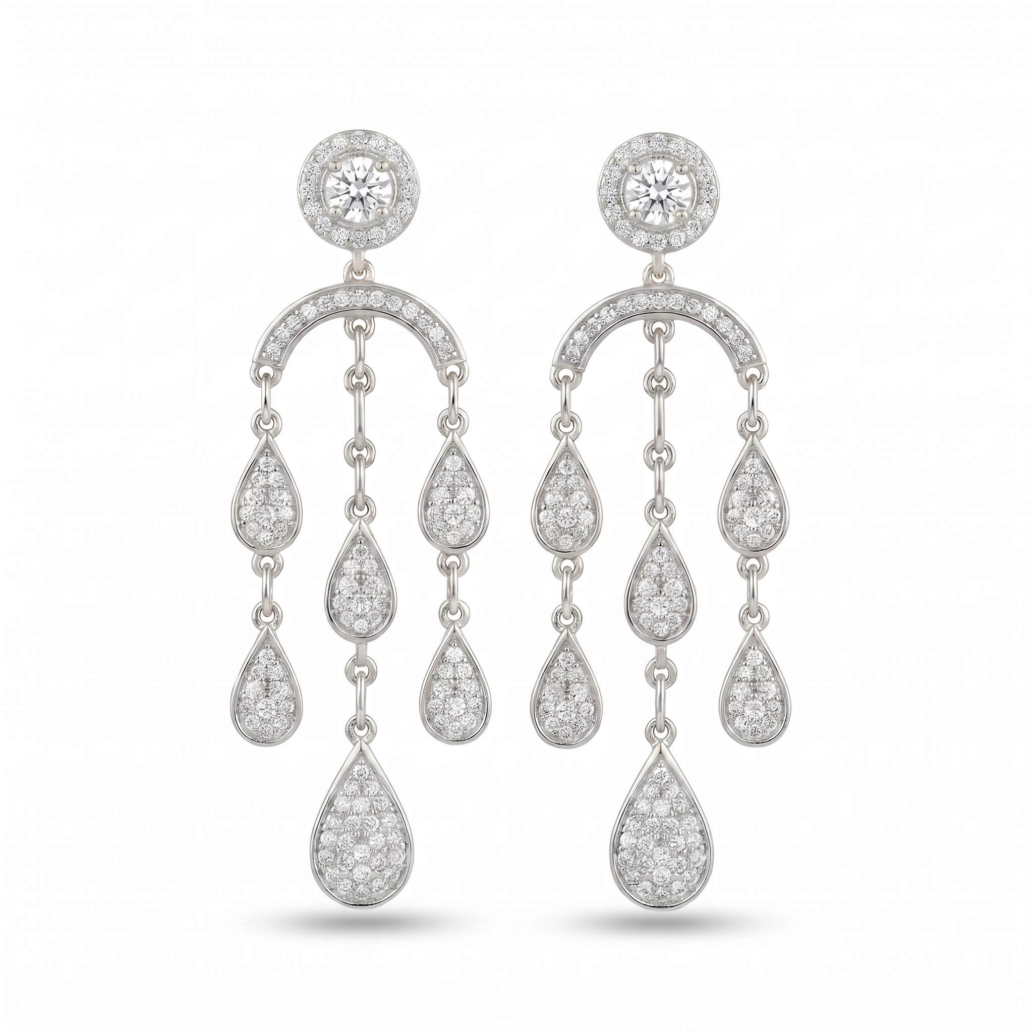 Gilded Lustre Diamond Earrings by SVADEZI - rhodium