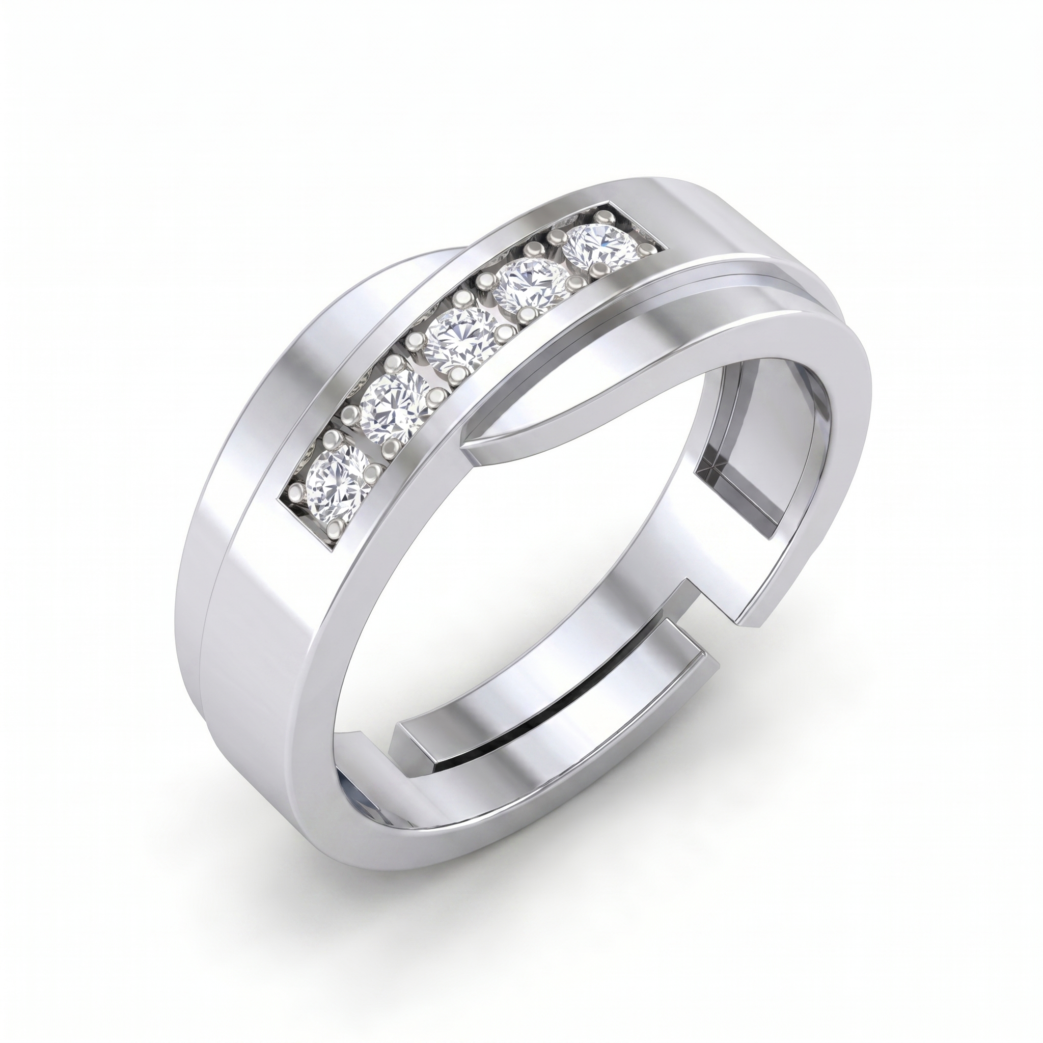 Radiant Embrace Men's Diamond Ring by SVADEZI - rhodium
