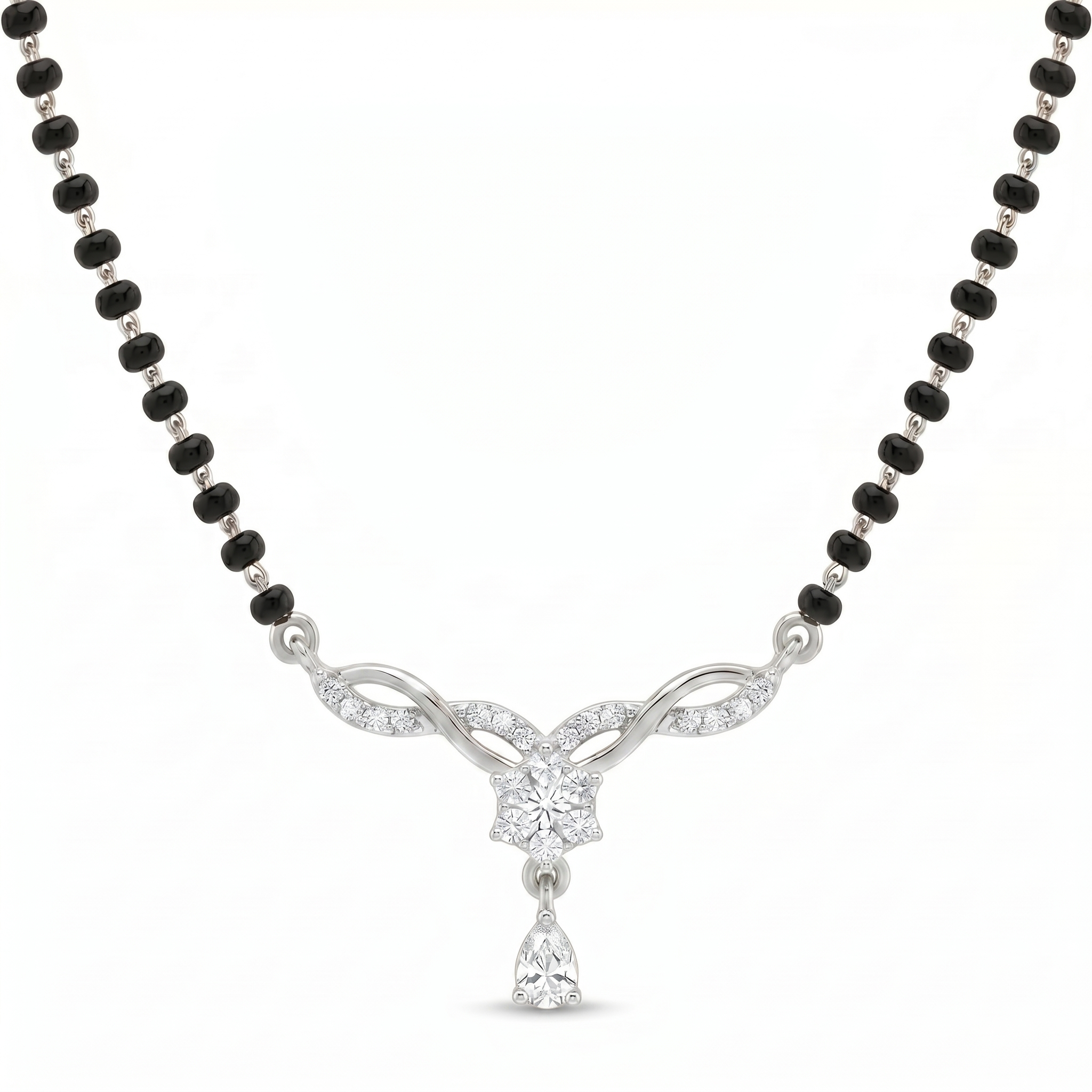 Glowing Mystique Diamond Mangalsutra by SVADEZI - rhodium